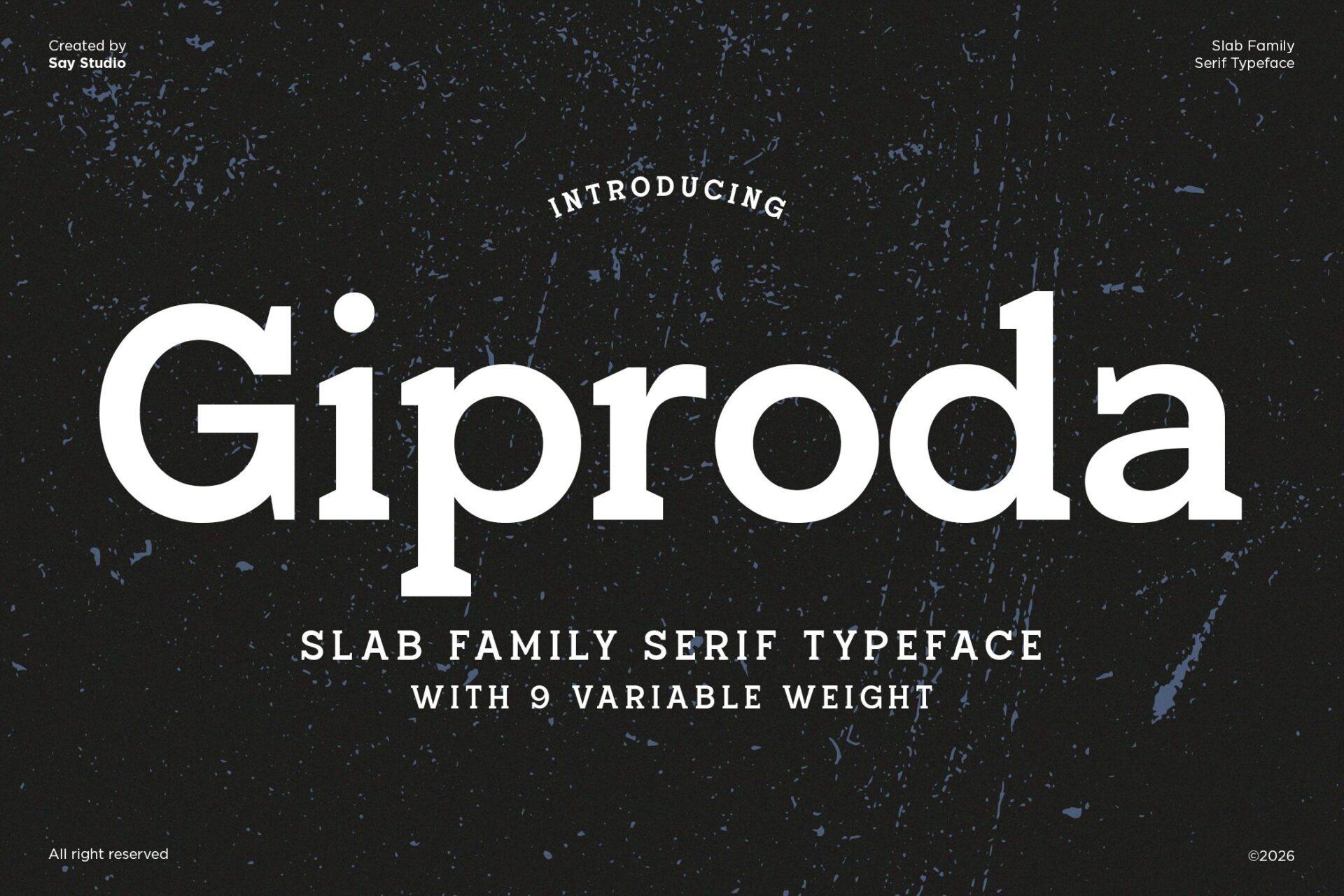 Giproda Font heavy slab serif family preview