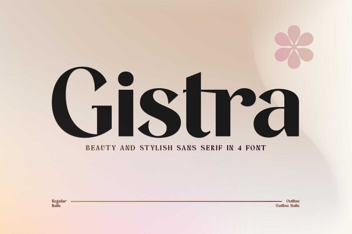 Gistra Font by Zane Studio, high-contrast bold sans on a soft pink background