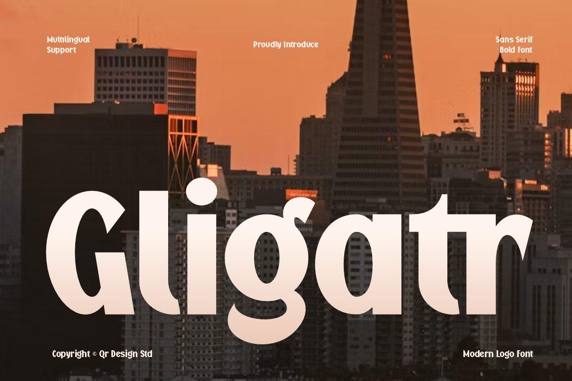 Gligatr Font by qrdesignstd, preview of the typeface