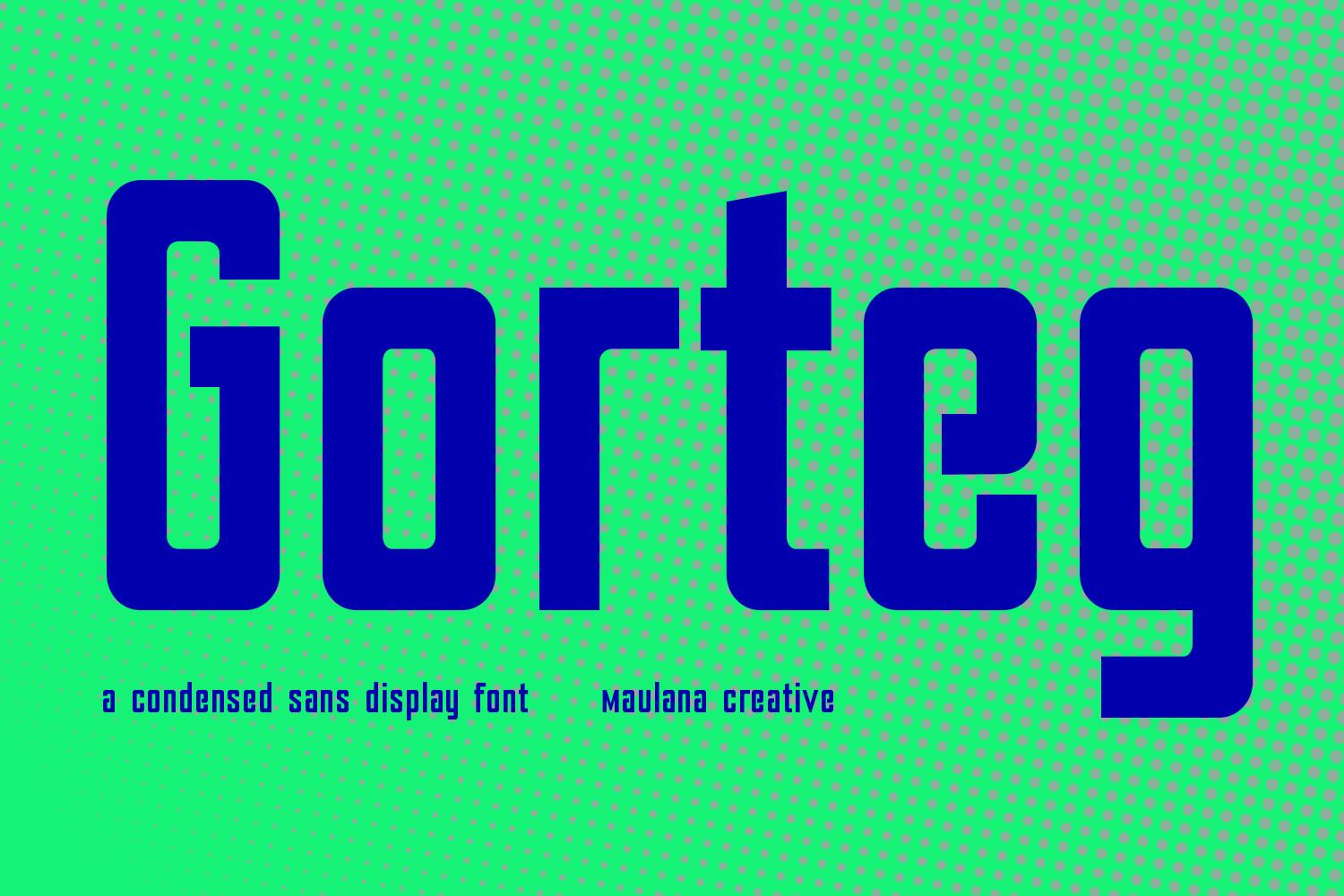 Gorteg Font by Maulana Creative, tall condensed sans