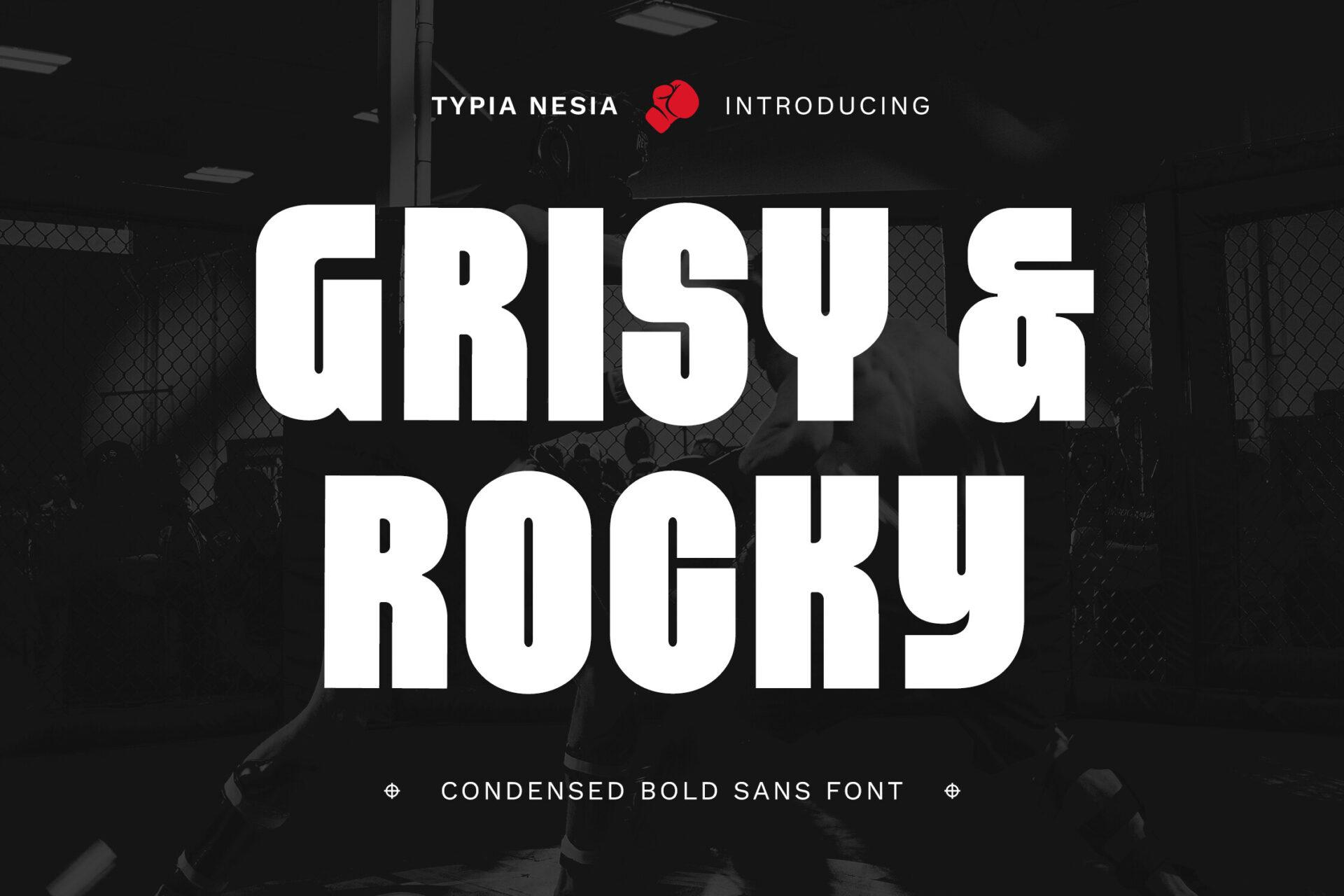 Grisy & Rocky Font by Typia Nesia, preview of the typeface