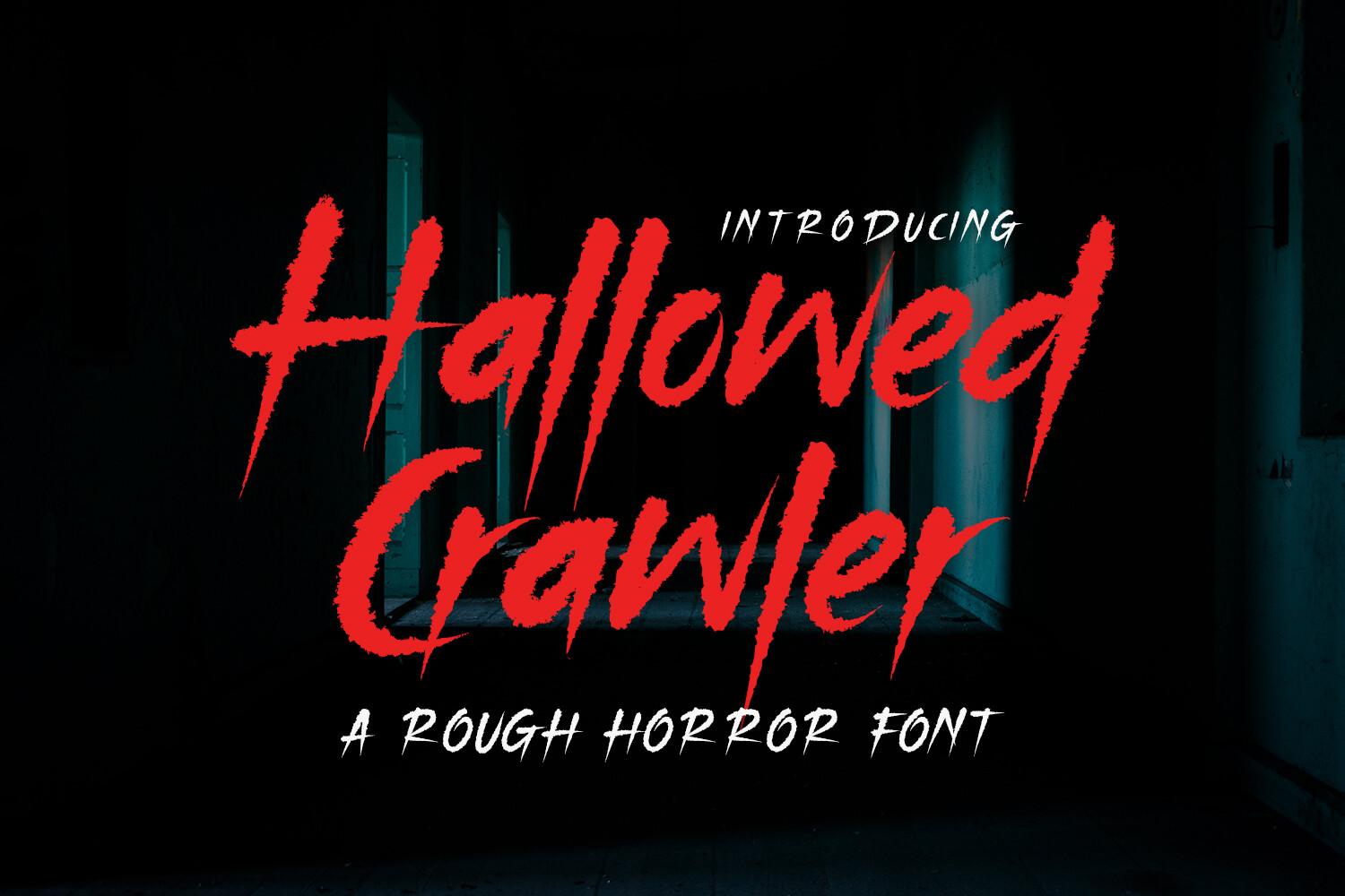Hallowed Crawler Font by alpapranastudio, rough slanted red brush script with long sharp tails