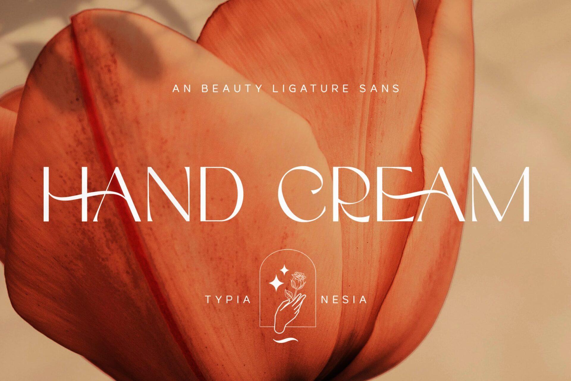 Hand Cream Font by Typia Nesia, thin all-caps ligature sans