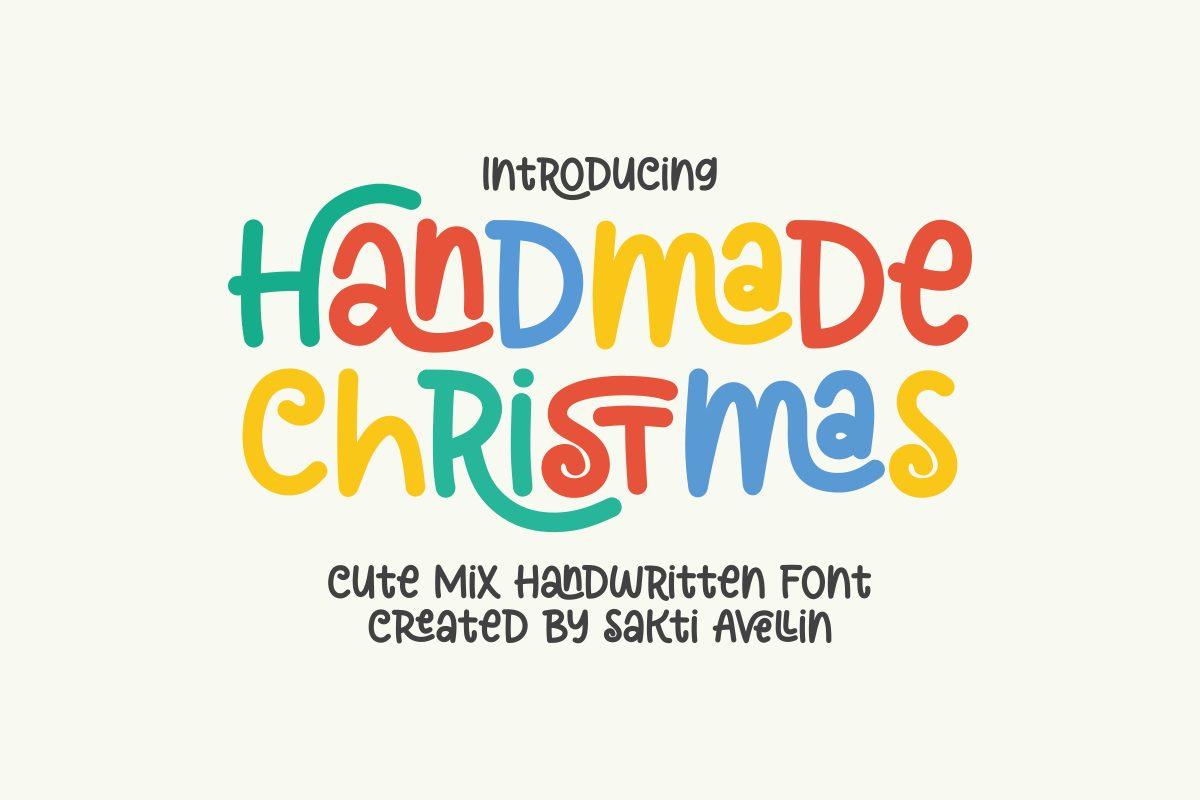 Handmade Christmas Font by Sakti Avellin, bouncy mixed-case handwriting in many colors