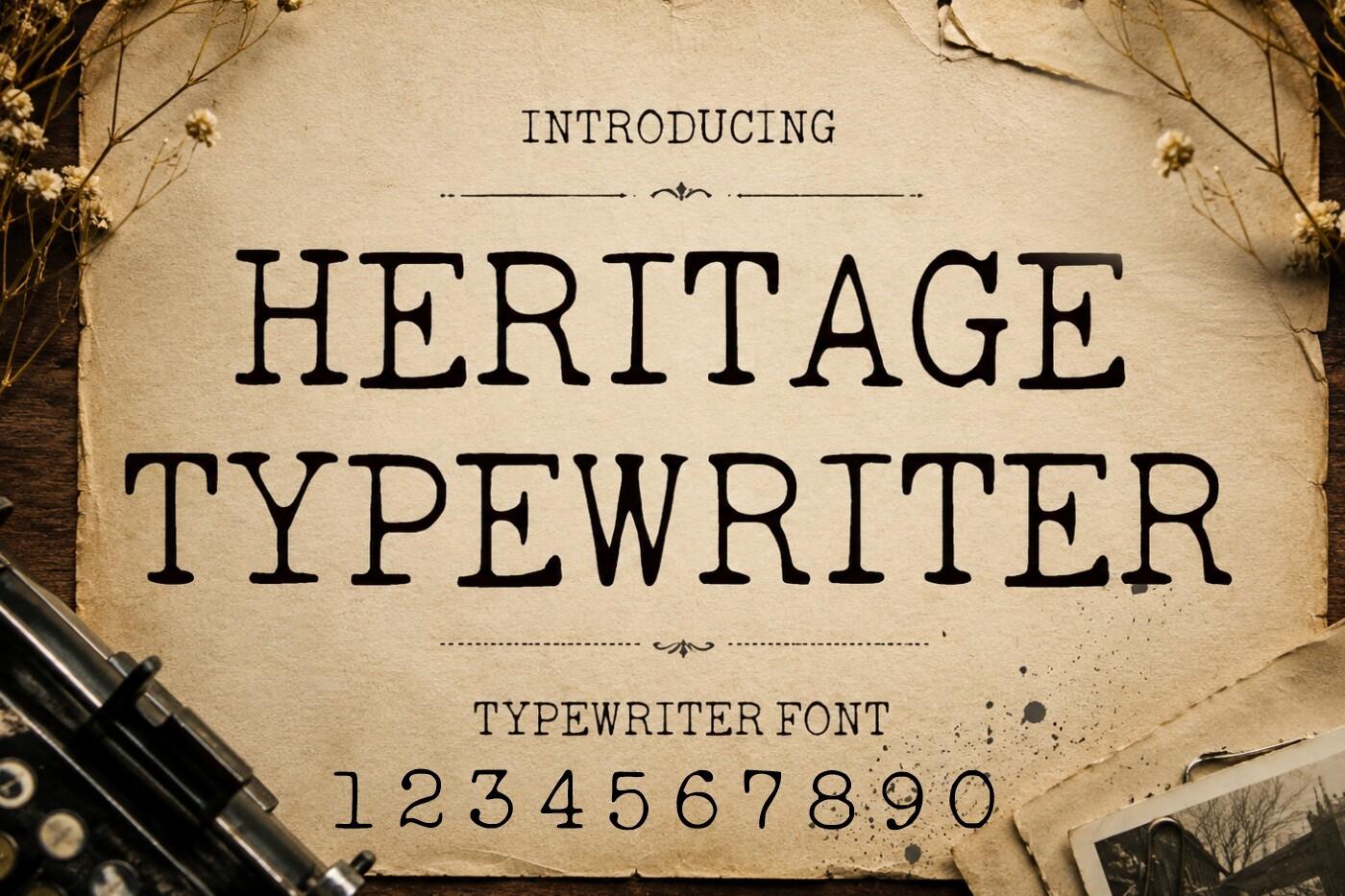 Heritage Typewriter Font by WNIdesign, typewriter font preview