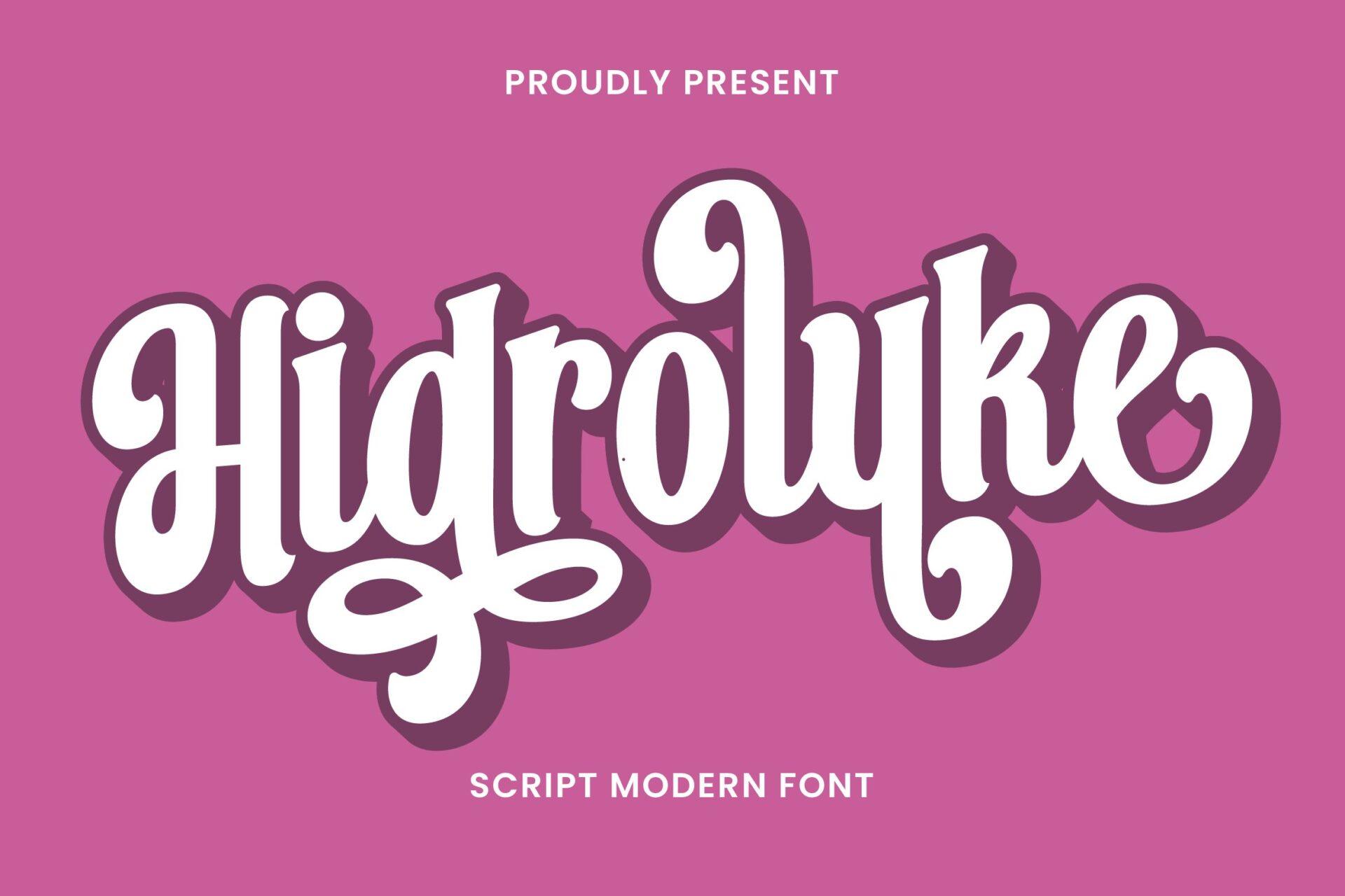 Hidroluke Font by Lettersweet, bouncy white script with drop shadow