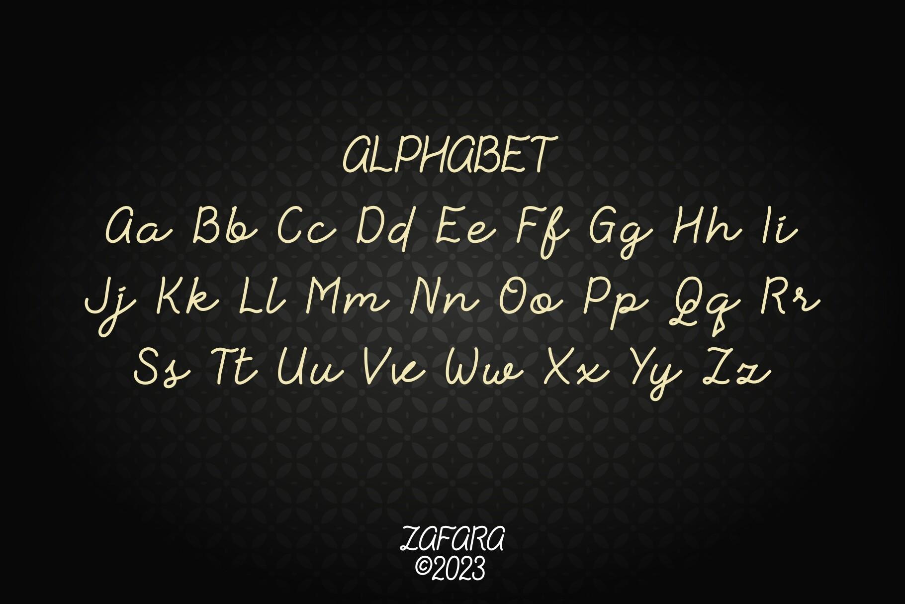 Hirosuke Font by Zafara Studios, full tattoo font alphabet with uppercase and lowercase letters