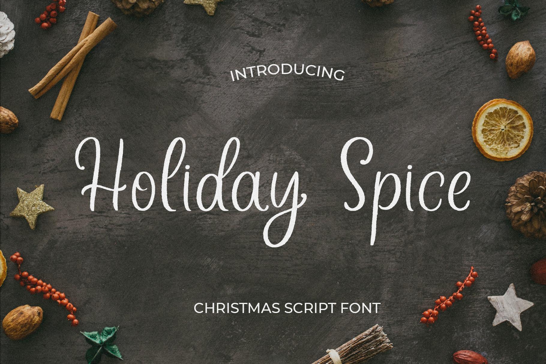 Holiday Spice Font by kamilla.writes.letters, thin monoline handwriting in cream on dark slate