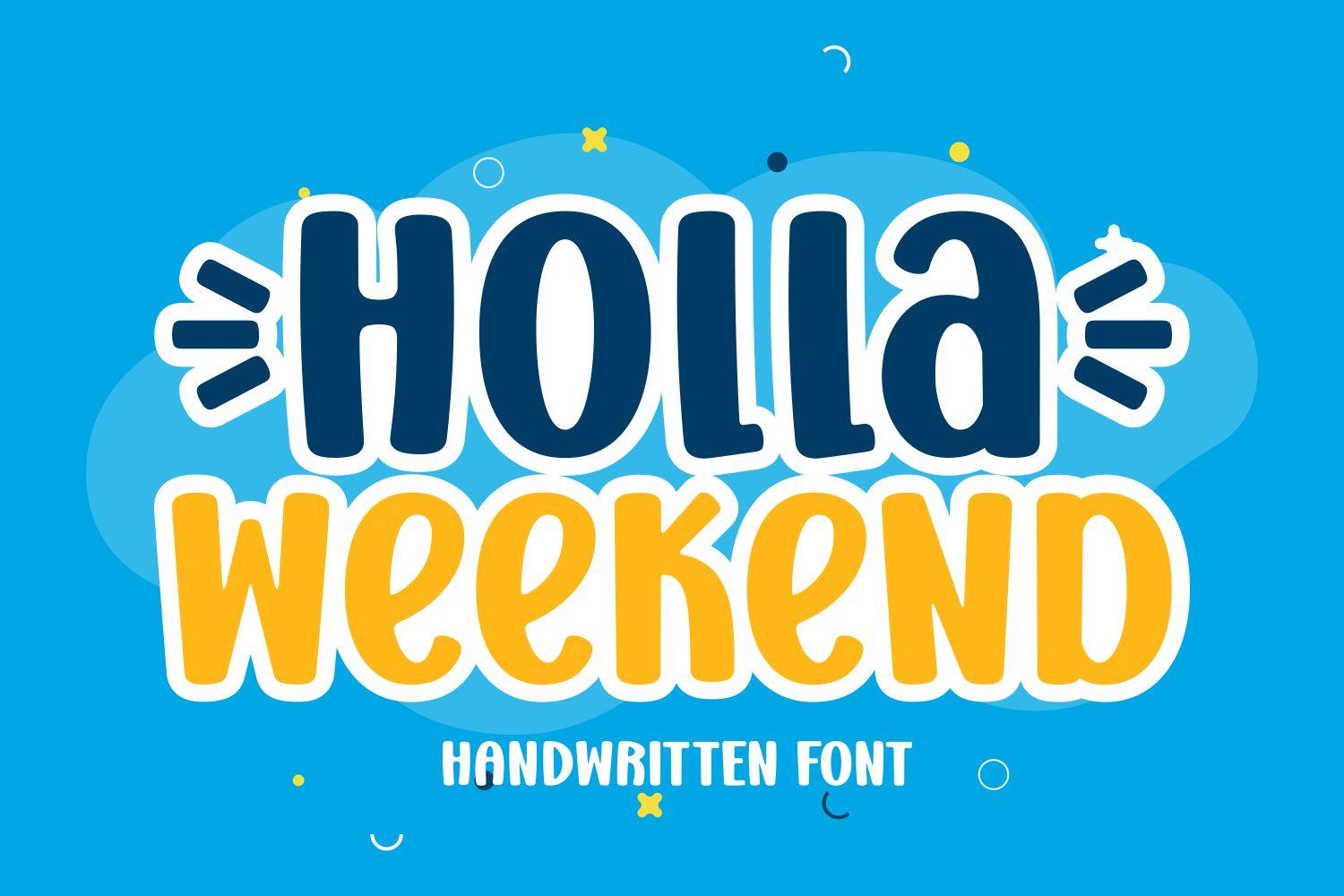Holla Weekend Font by Creative Fabrica Fonts, thick friendly handwritten letters in navy and orange