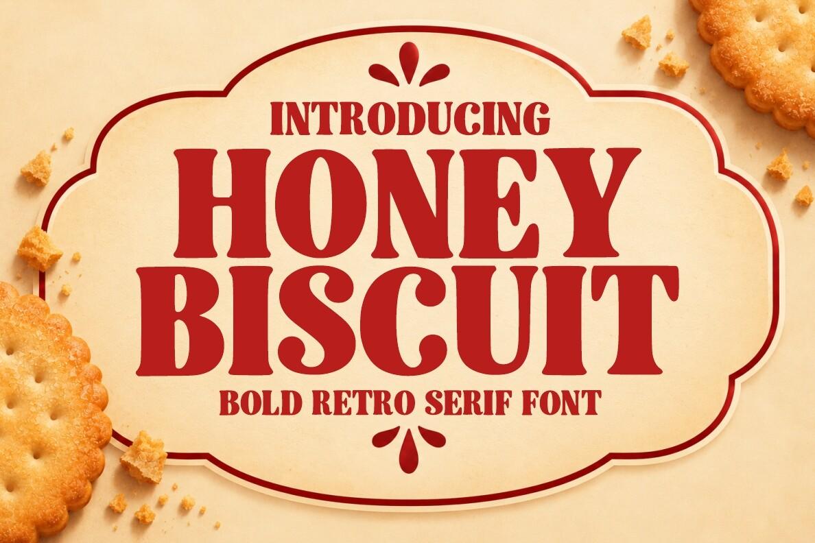 Honey Biscuit Font by Zetastock, bold retro serif label