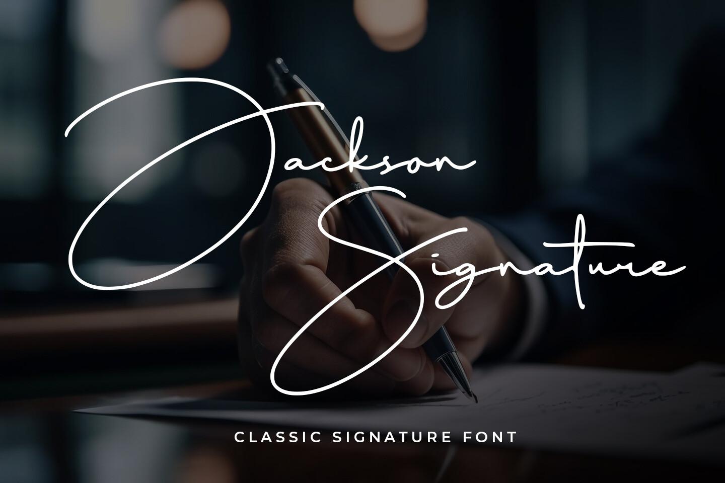 Jackson Signature Font by Abodaniel, tattoo name font preview