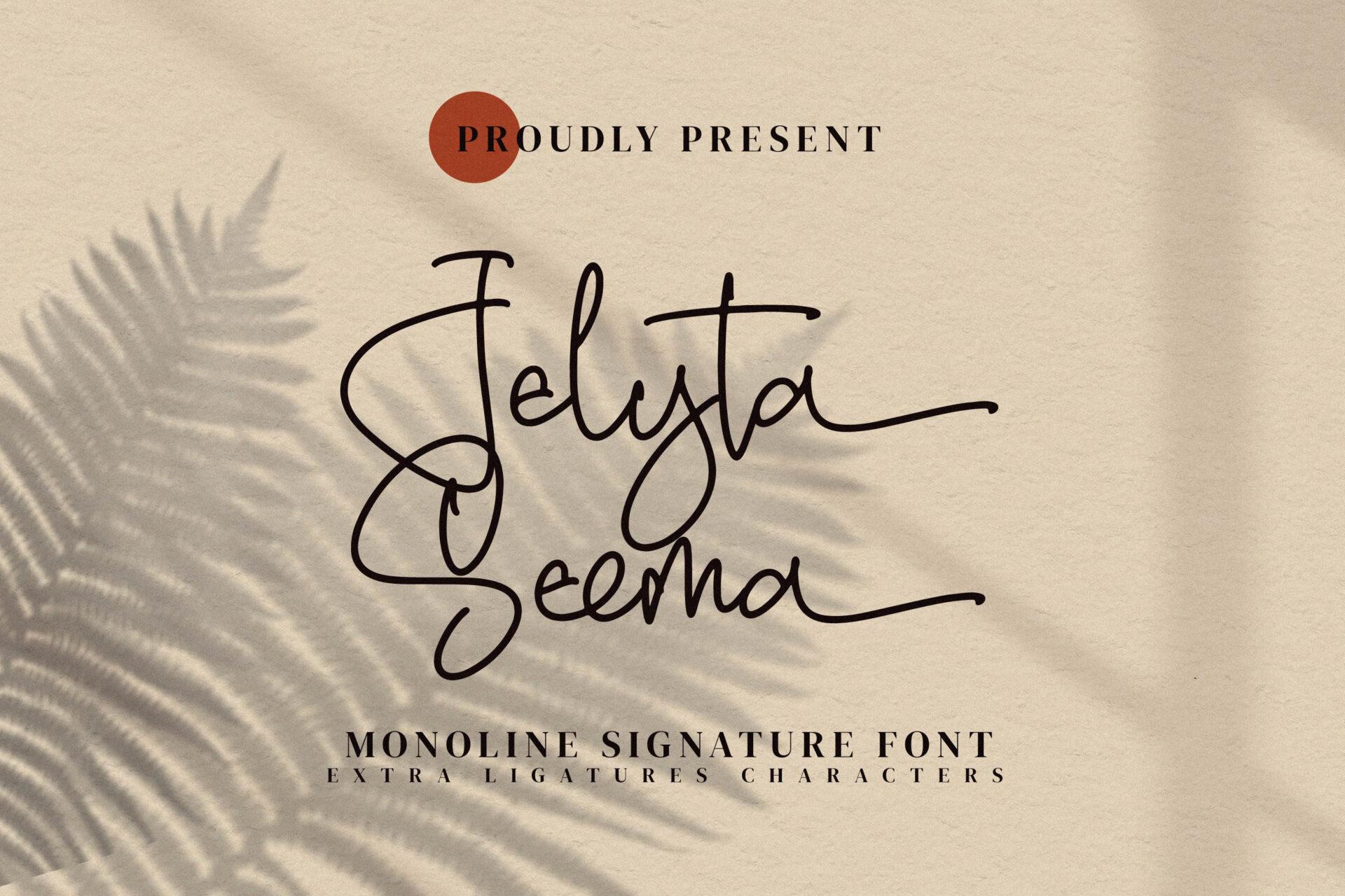Jelyta Seema Font by integritypestudio, tattoo name font preview