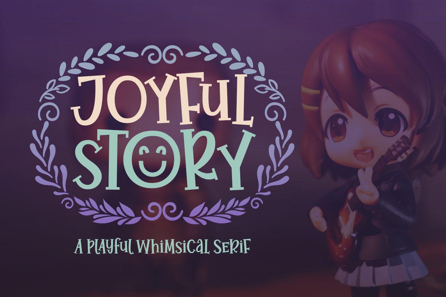 Joyful Story Font by Situjuh, playful whimsical serif in a leafy wreath