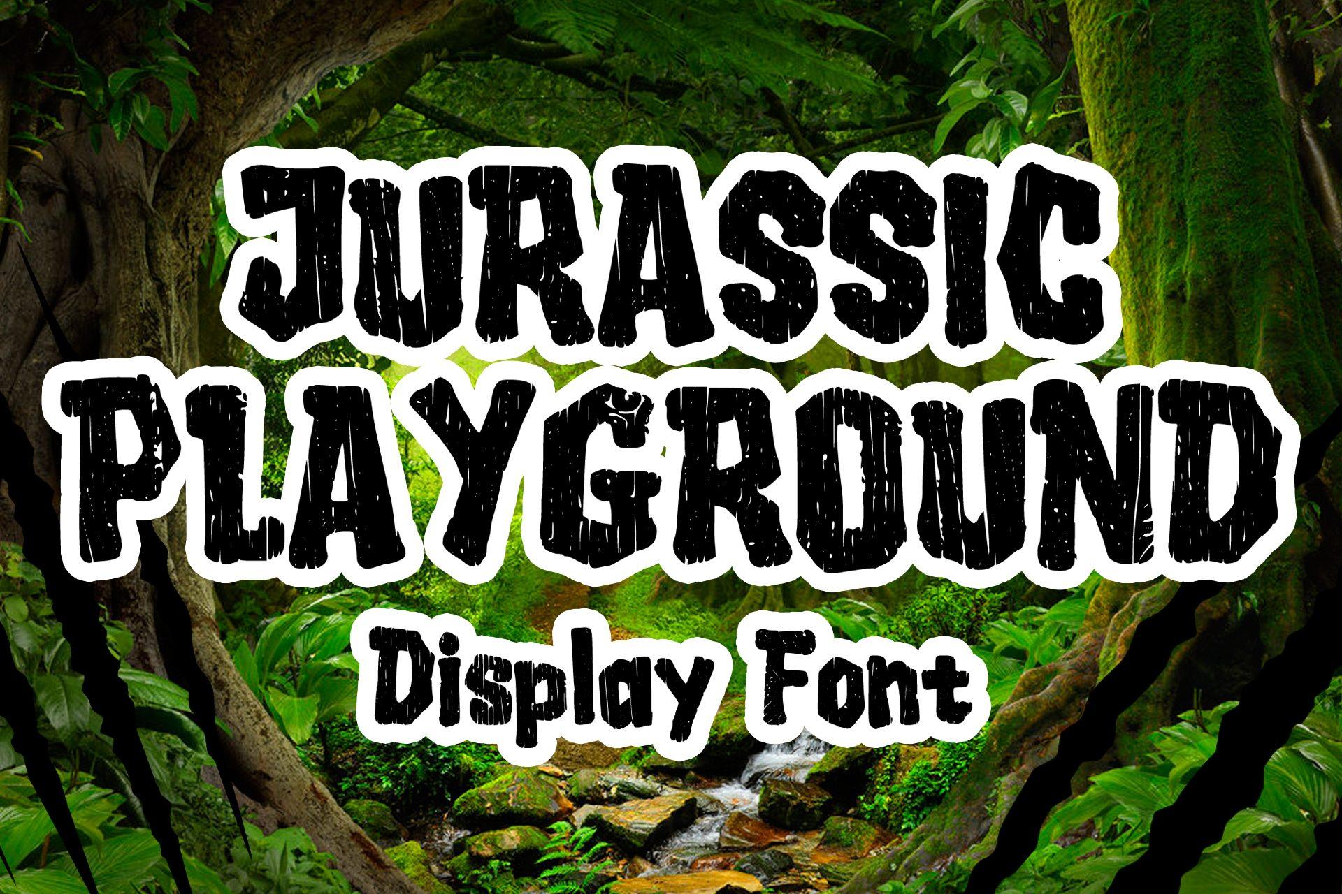 Jurassic Playground Font by MVMET, preview of the typeface