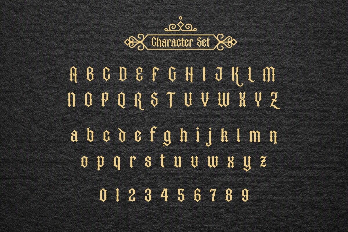 Kingching Font by Eko Kurniawan, full tattoo font alphabet with uppercase and lowercase letters