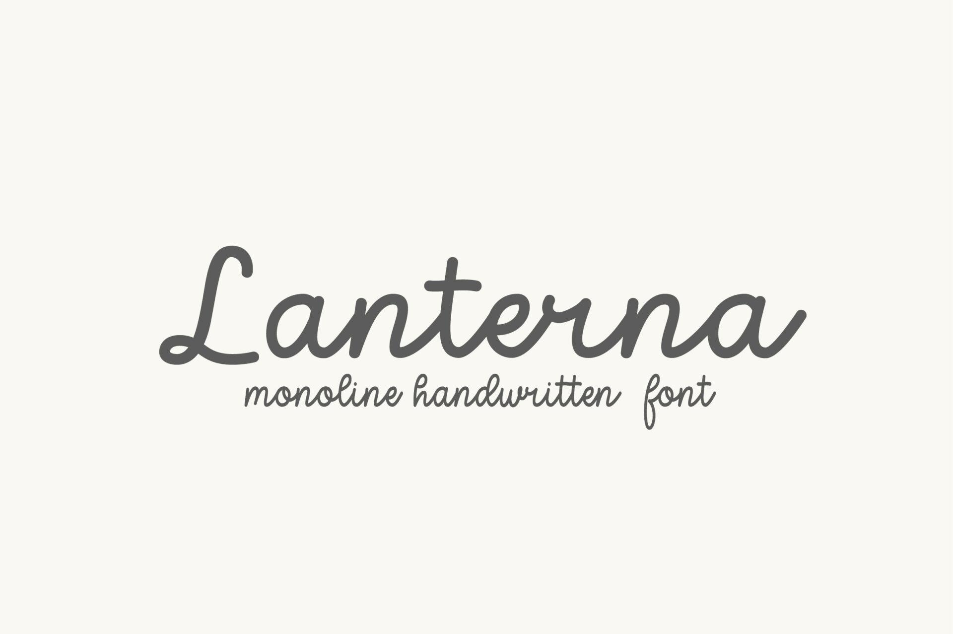 Lanterna Font by sunday nomad, grey monoline handwritten cursive with compact connected letters