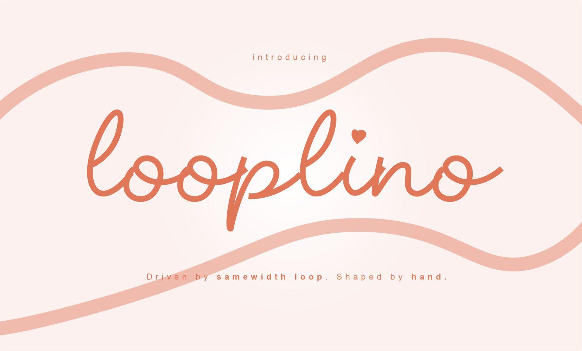 Looplino Font by Uzairr, coral monoline looping script with a heart dot on the i
