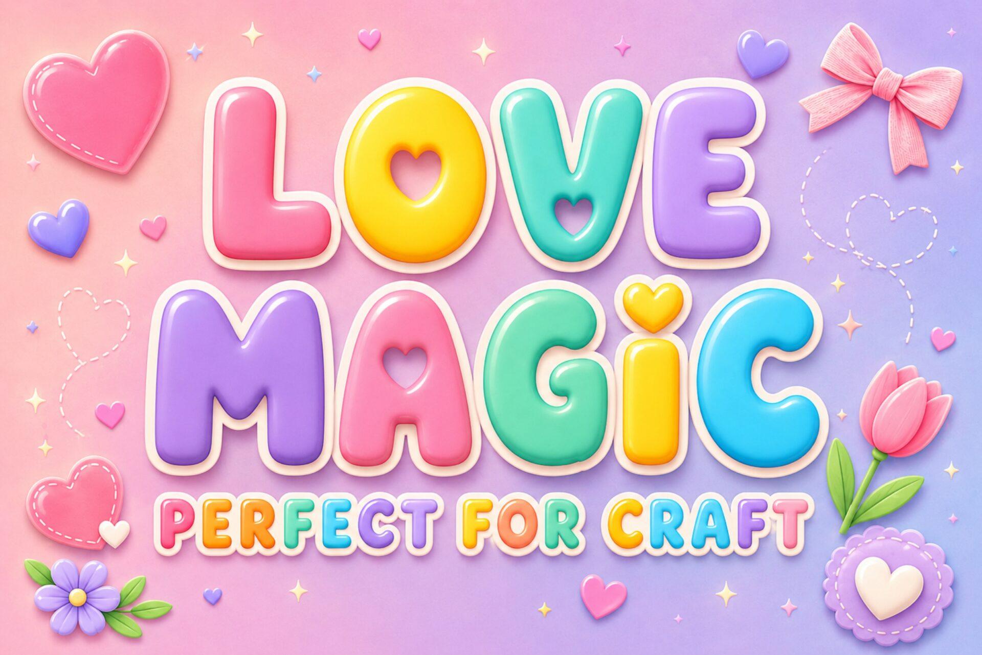 Love Magic Font by Dreamspace.studio, puffy capitals with heart details