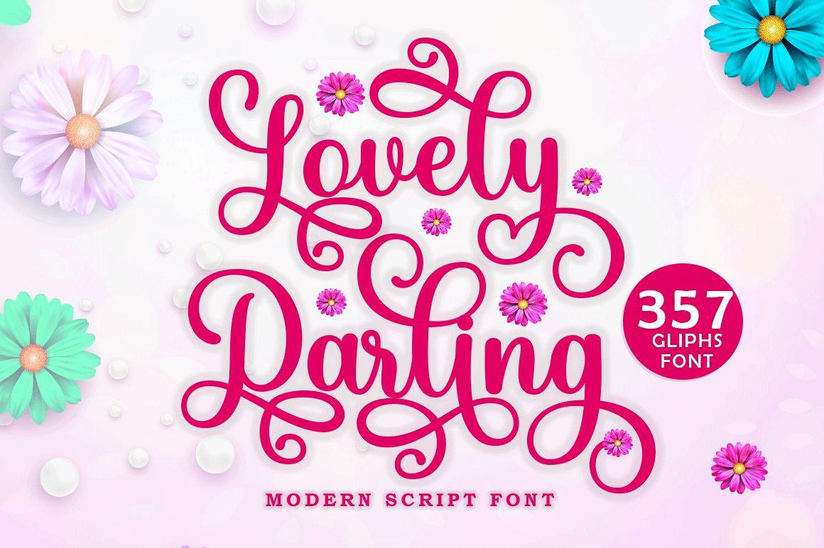 Lovely Darling Font by madjack.font, magenta swirly script with curly looped capitals