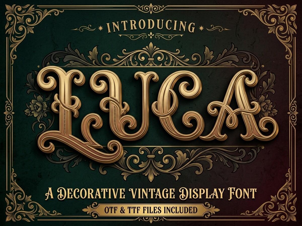 Luca Font by grifvixcolor, ornate Victorian capitals