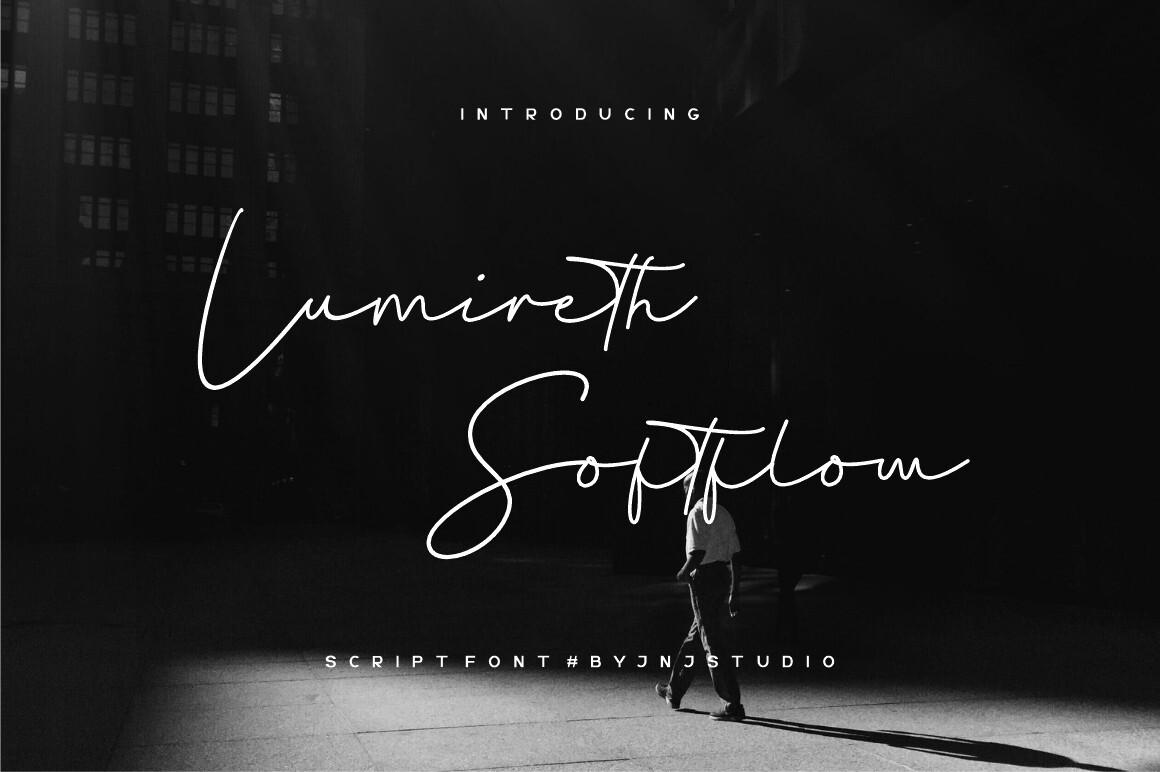 Lumireth Softflow Font by JNJ studio, dry pen slender calligraphy script font preview