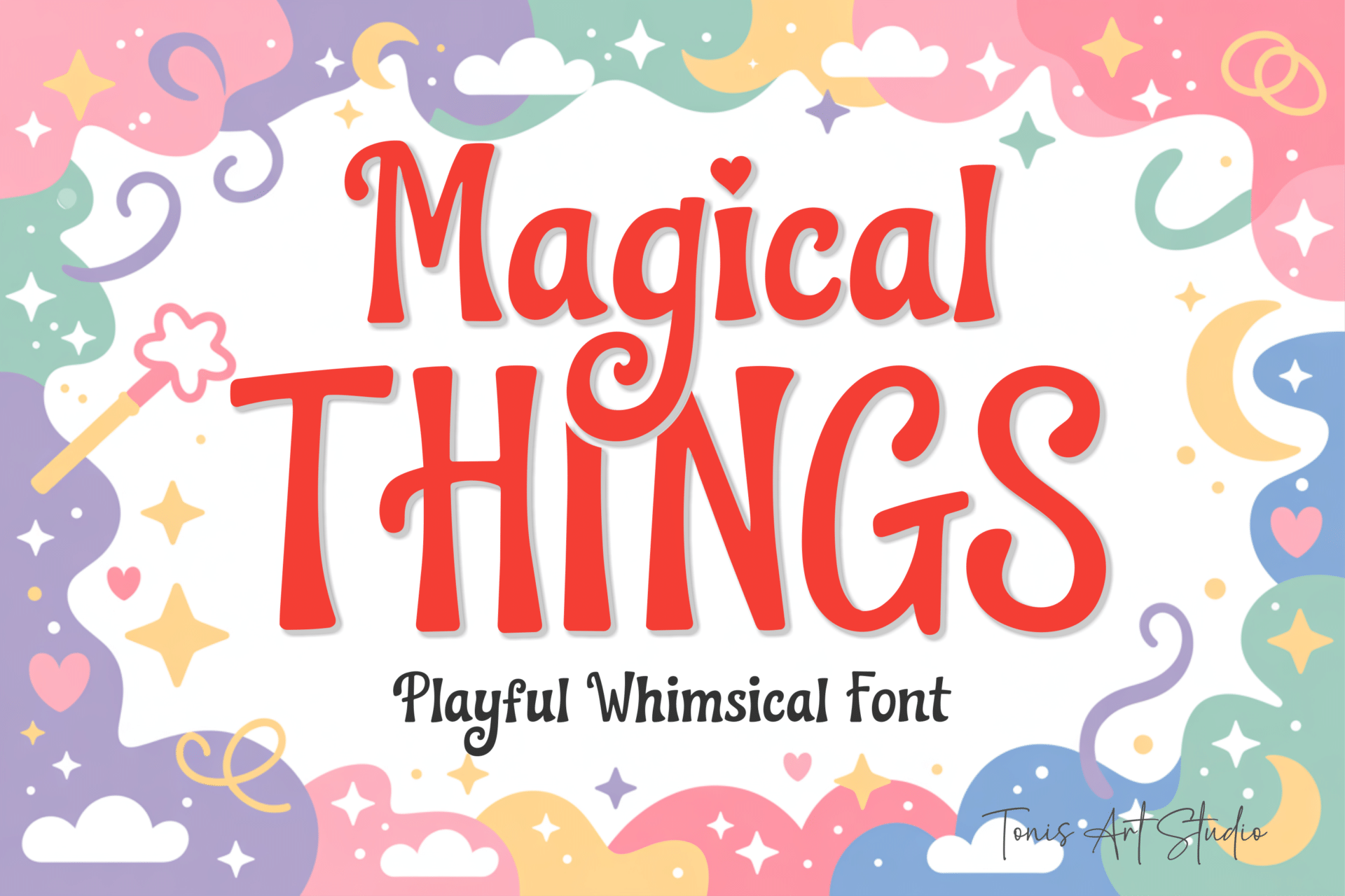 Magical Things Font by TonisArtStudio, playful bold whimsical letters font preview