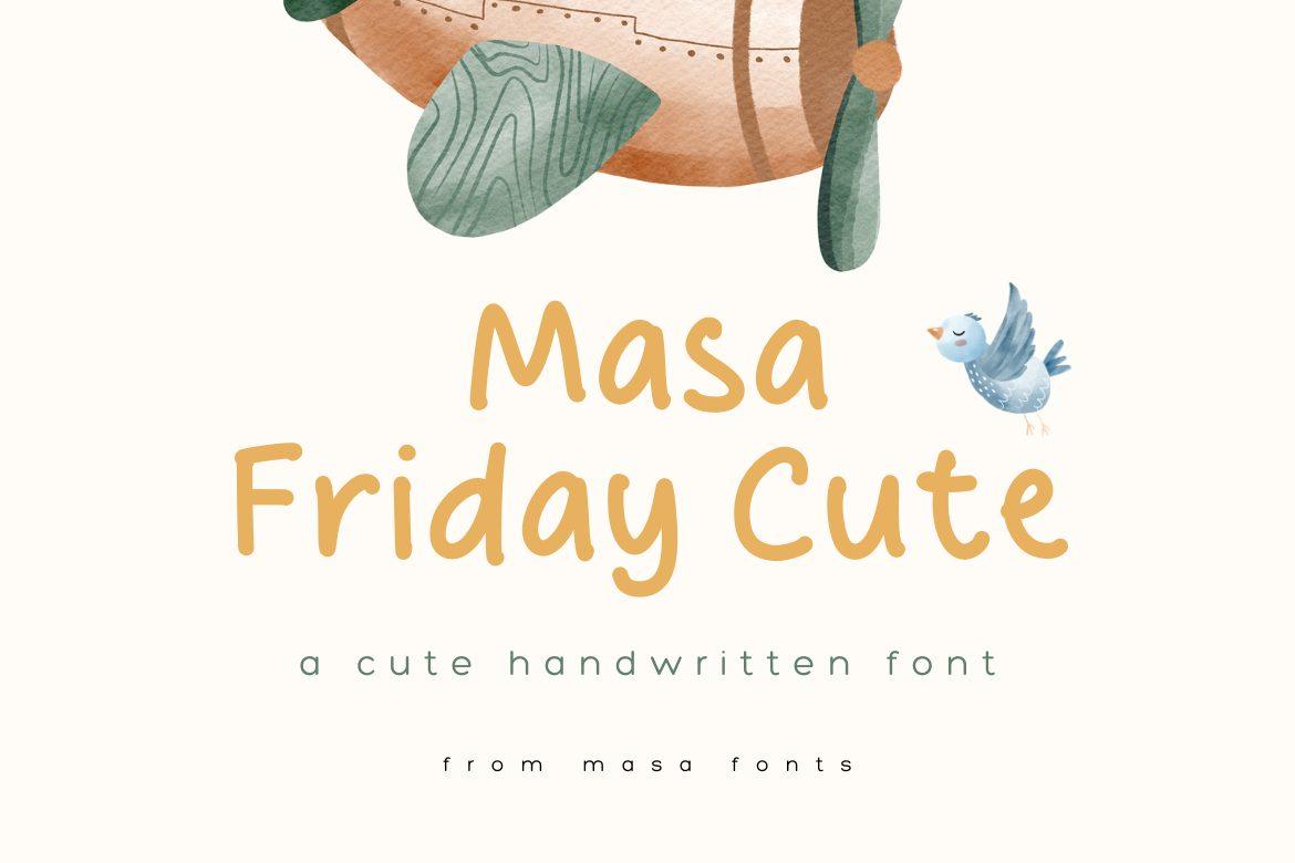 Masa Friday Cute Font by Masa Aska Sanurumi, soft rounded handwritten font in mustard