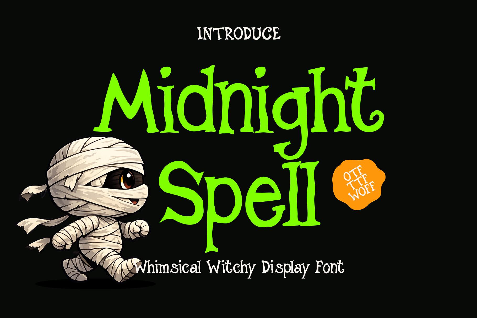 Midnight Spell Font by Mockmenot, preview of the typeface