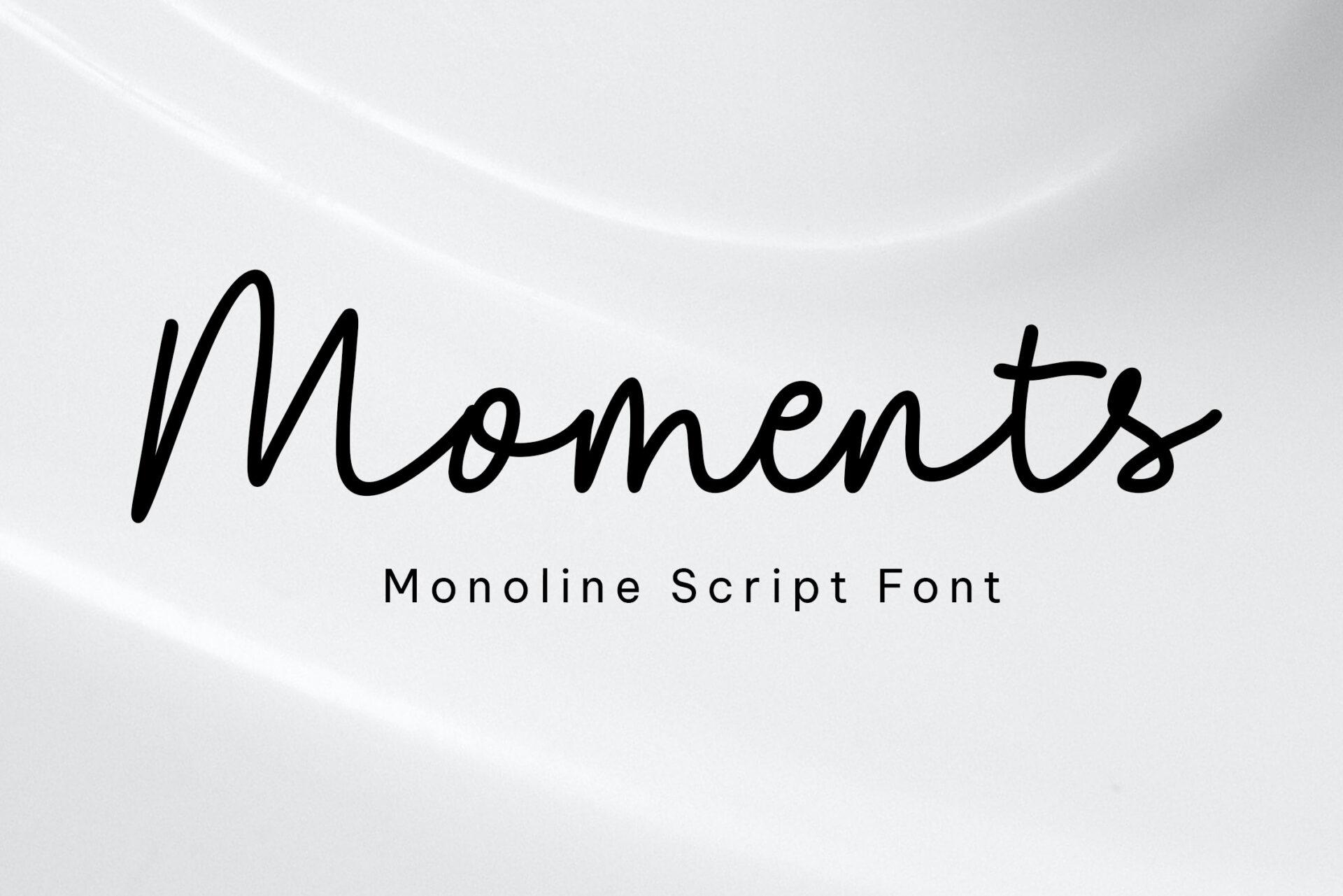 Moments Font by FontCastle, connected monoline handwriting script font preview