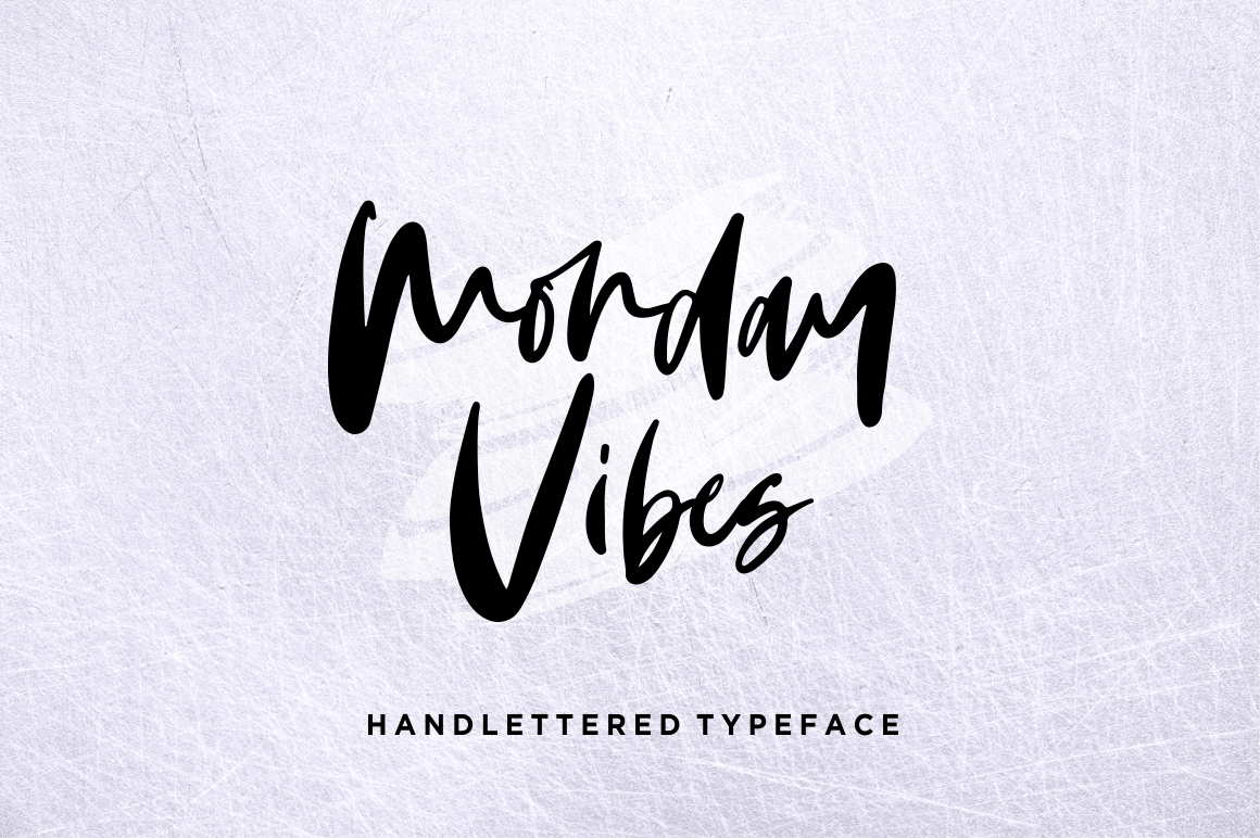 Monday Vibes Font by Sronstudio, bold black dry brush script with bouncy letters and textured edges