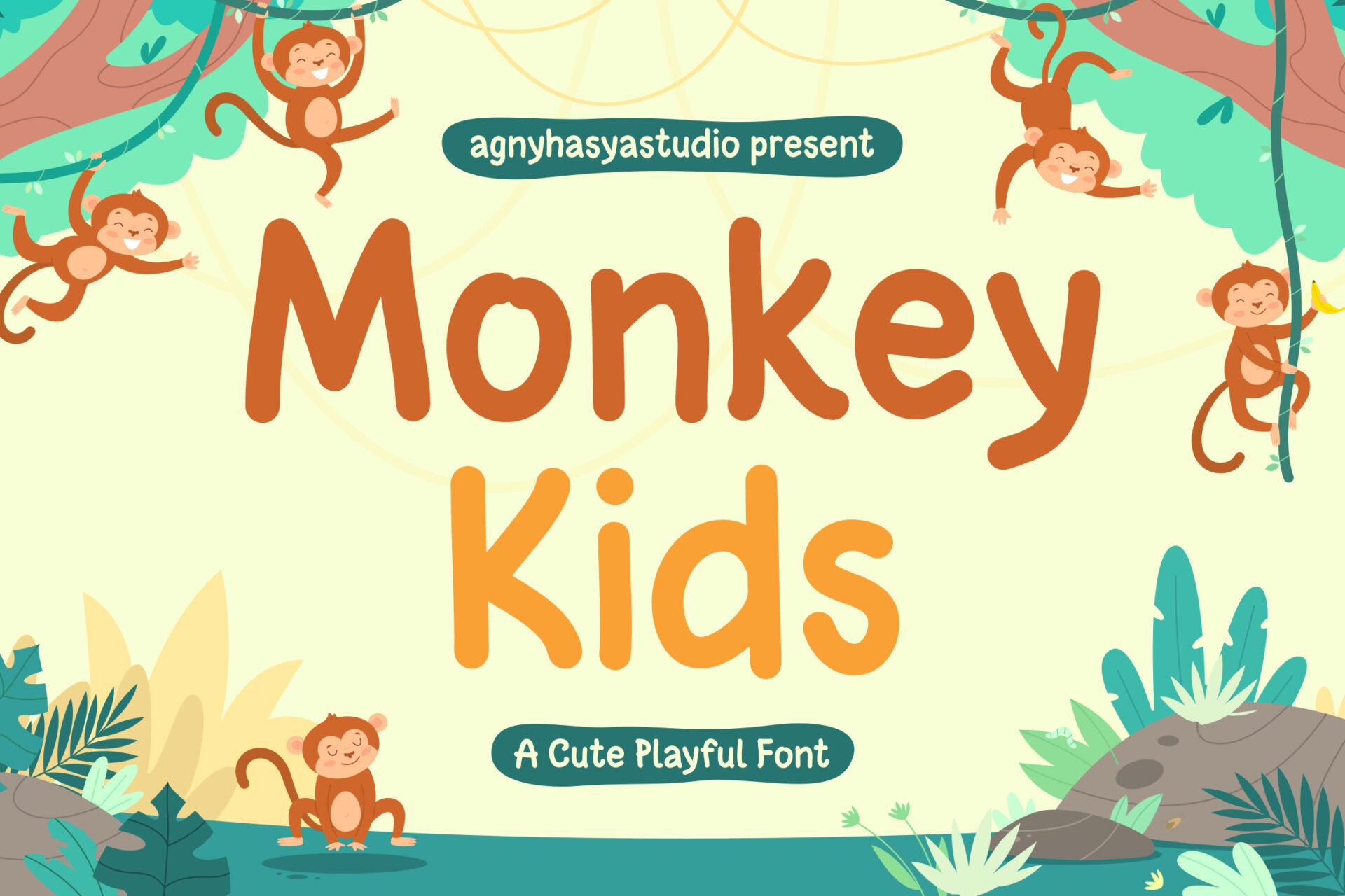 Monkey Kids Font by agnyhasyastudio, preview of the typeface