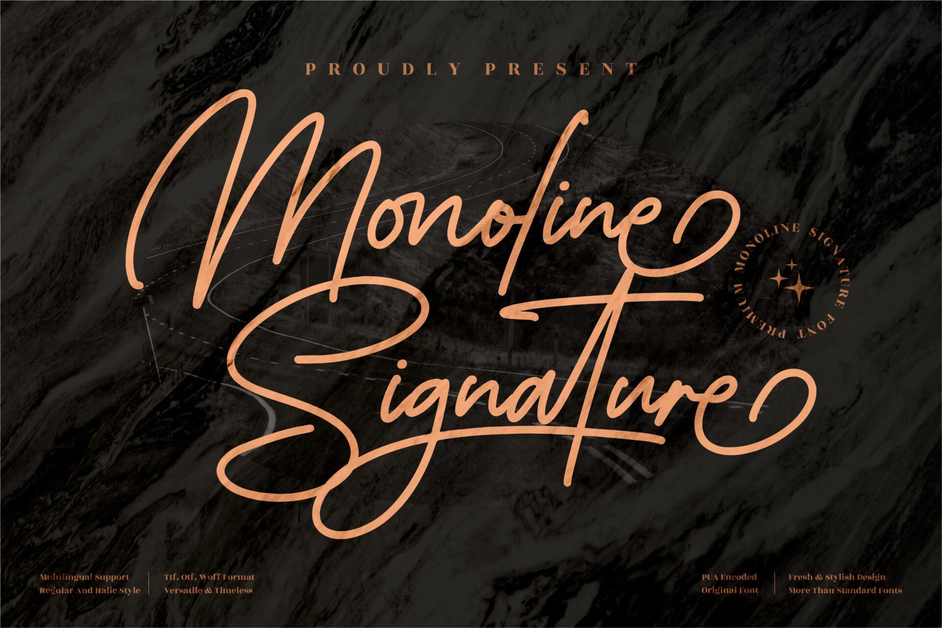 Monoline Signature Font by Perspectype, tattoo name font preview