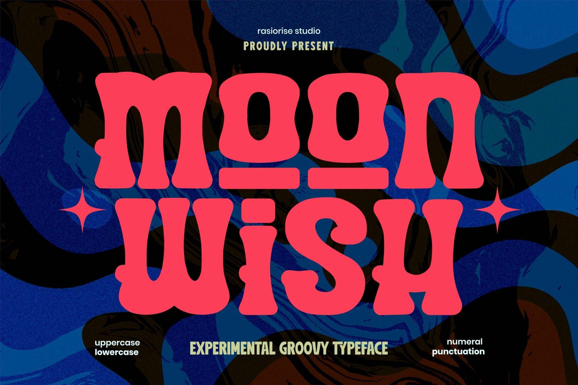 Moonwish Font by Rasiorise Studio, preview of the typeface