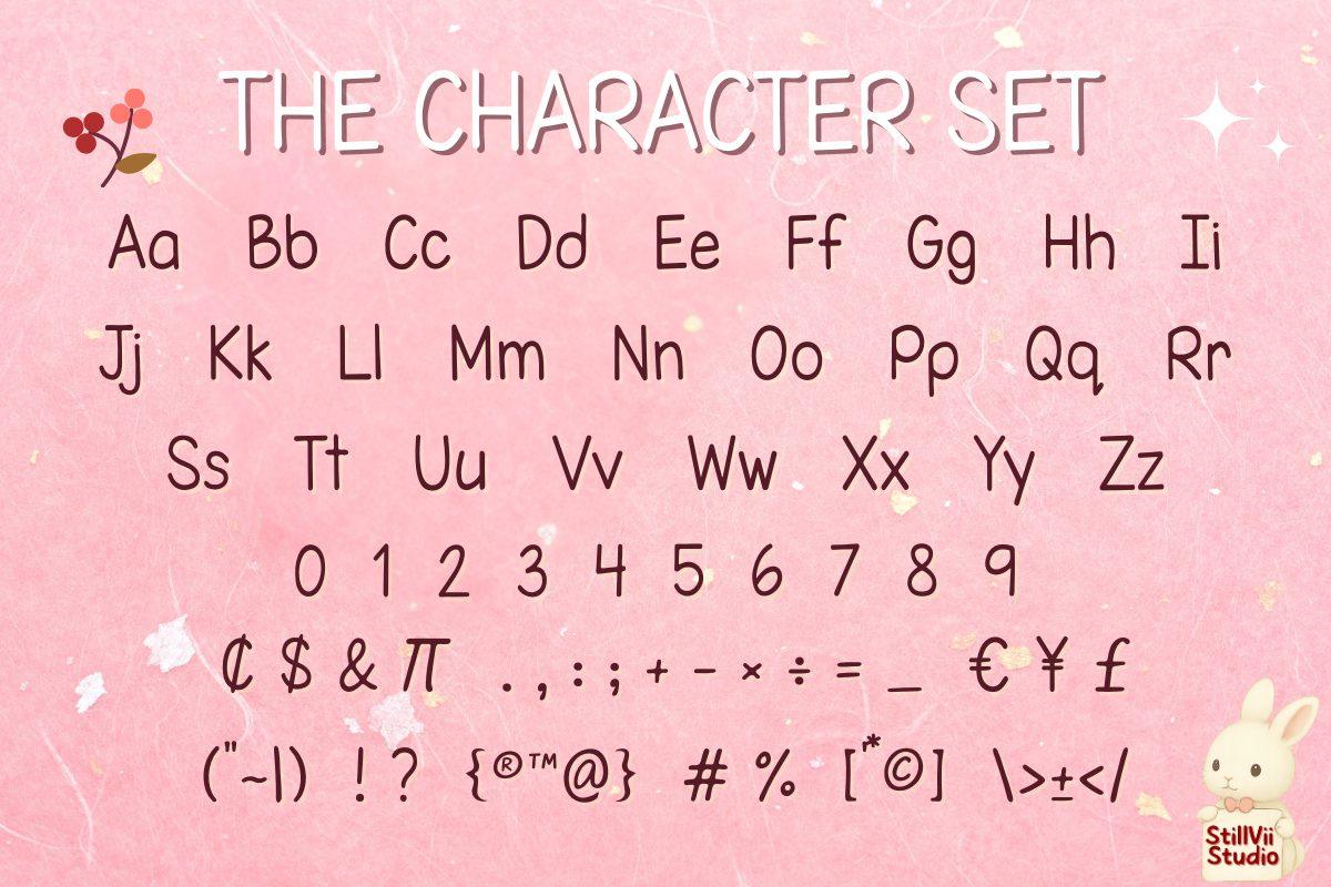 Morning Lines Font by StillViiStudio character set, clean monoline hand lettering on a pink background