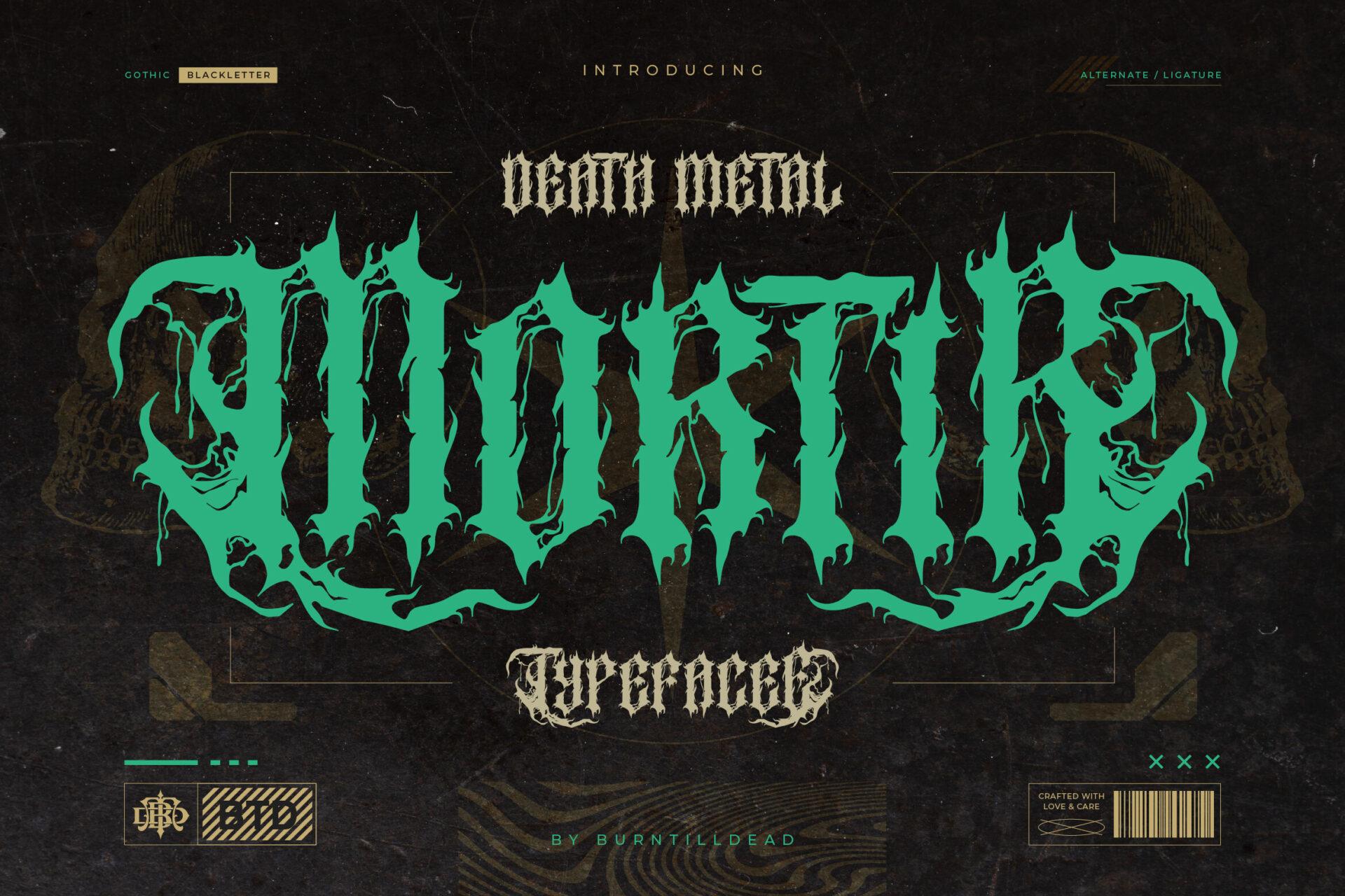 Mortir Font by Burntilldead, gothic font preview