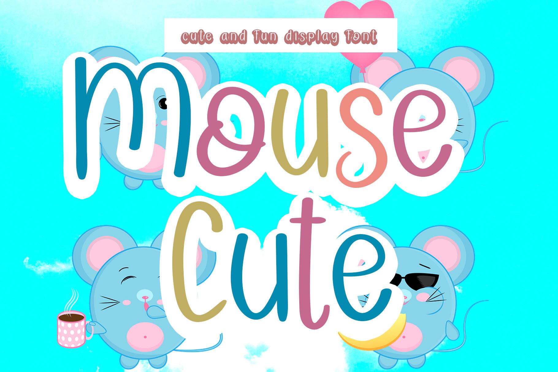 Mouse Cute Font by pinkmeca, rounded multicolor handwriting with a white outline