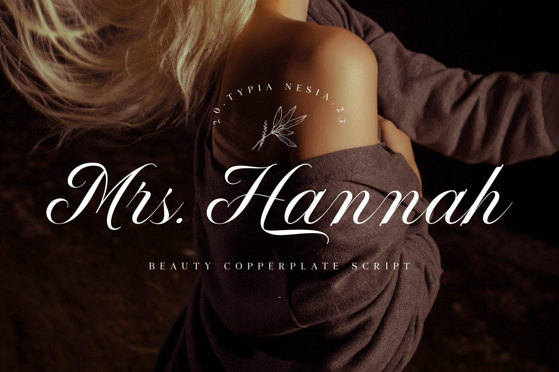 Mrs Hannah Font by Typia Nesia, copperplate calligraphy script