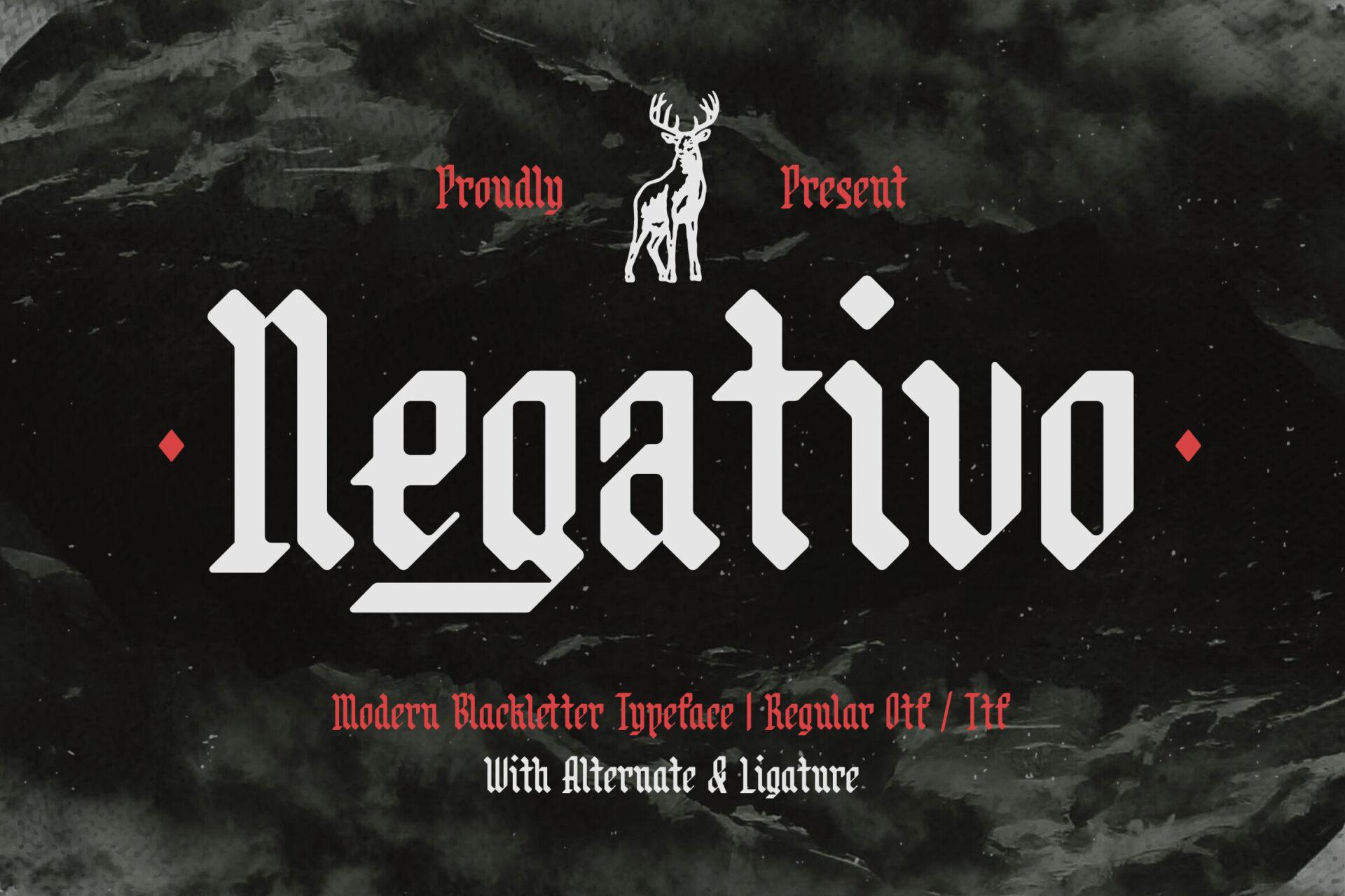 Negativo Font by TypeFactory, gothic font preview