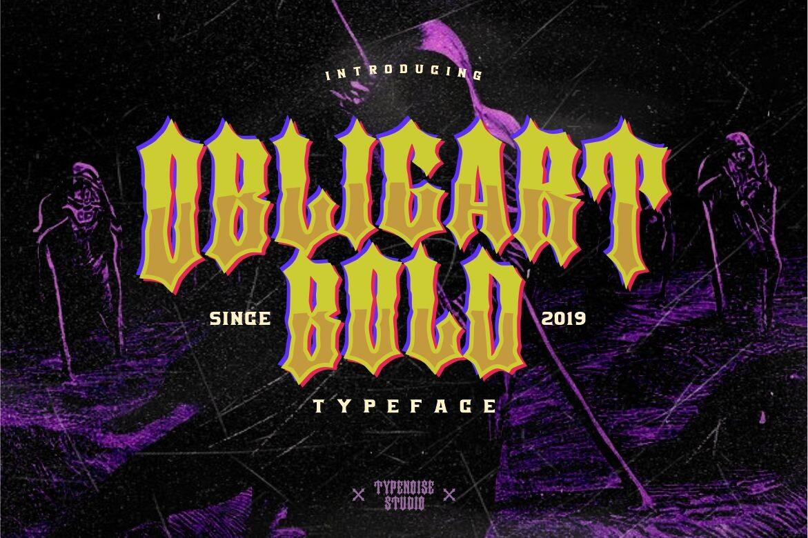 Obligart Bold Font by Typenoise, number tattoo font preview