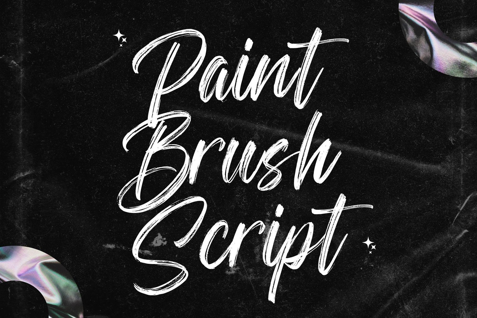 Paint Brush Script Font by Sigit Dwipa, white dry-brush script on a dark background