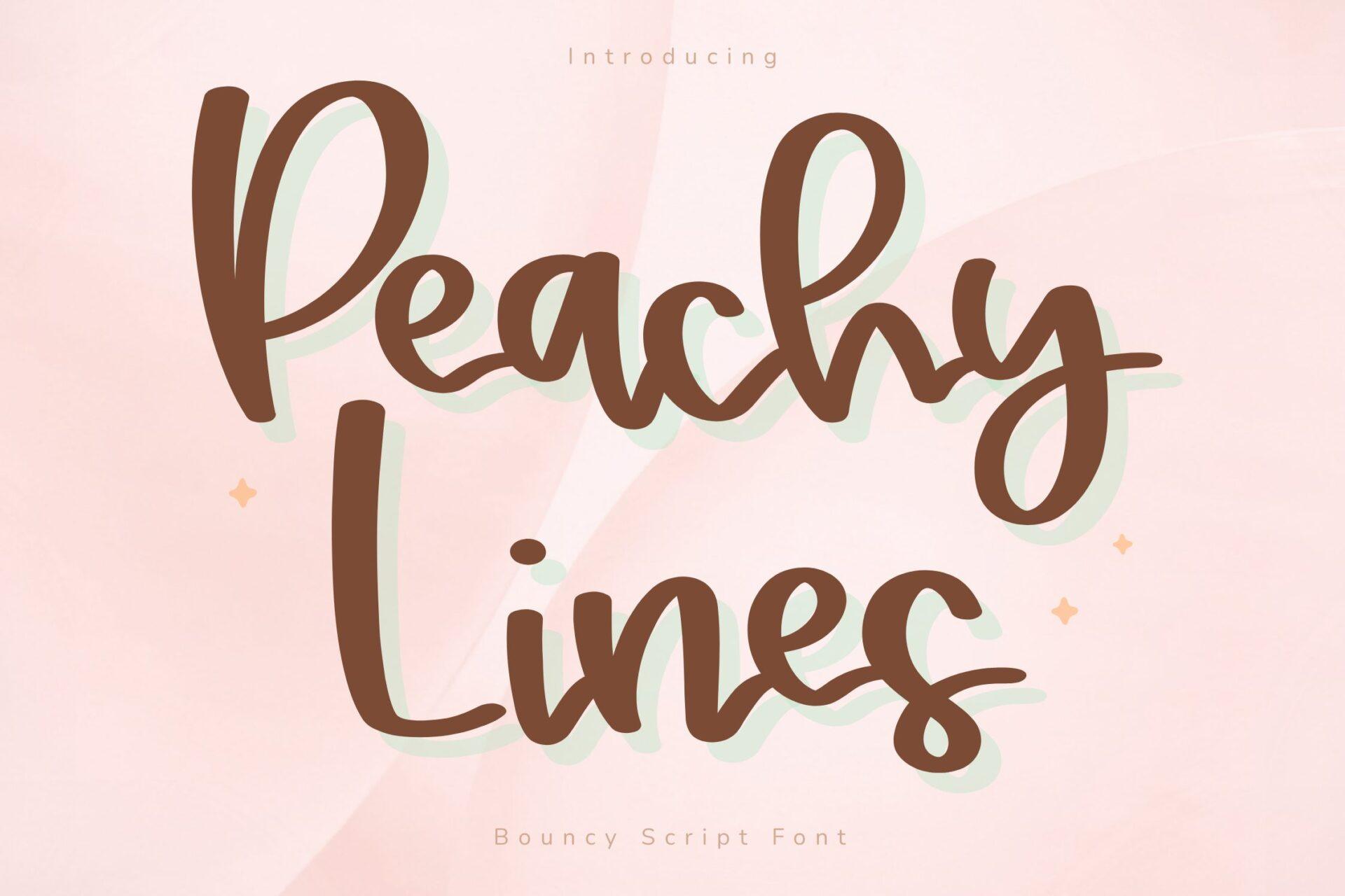 Peachy Lines Font by FVBFontArt, bouncy casual script