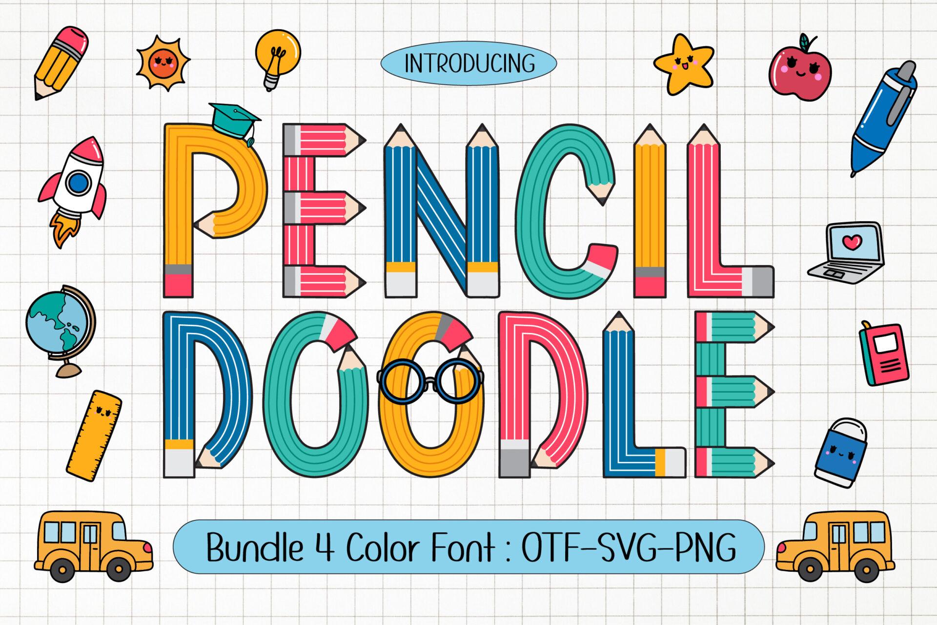 Pencil Doodle Font by Issie_Studio, preview of the typeface