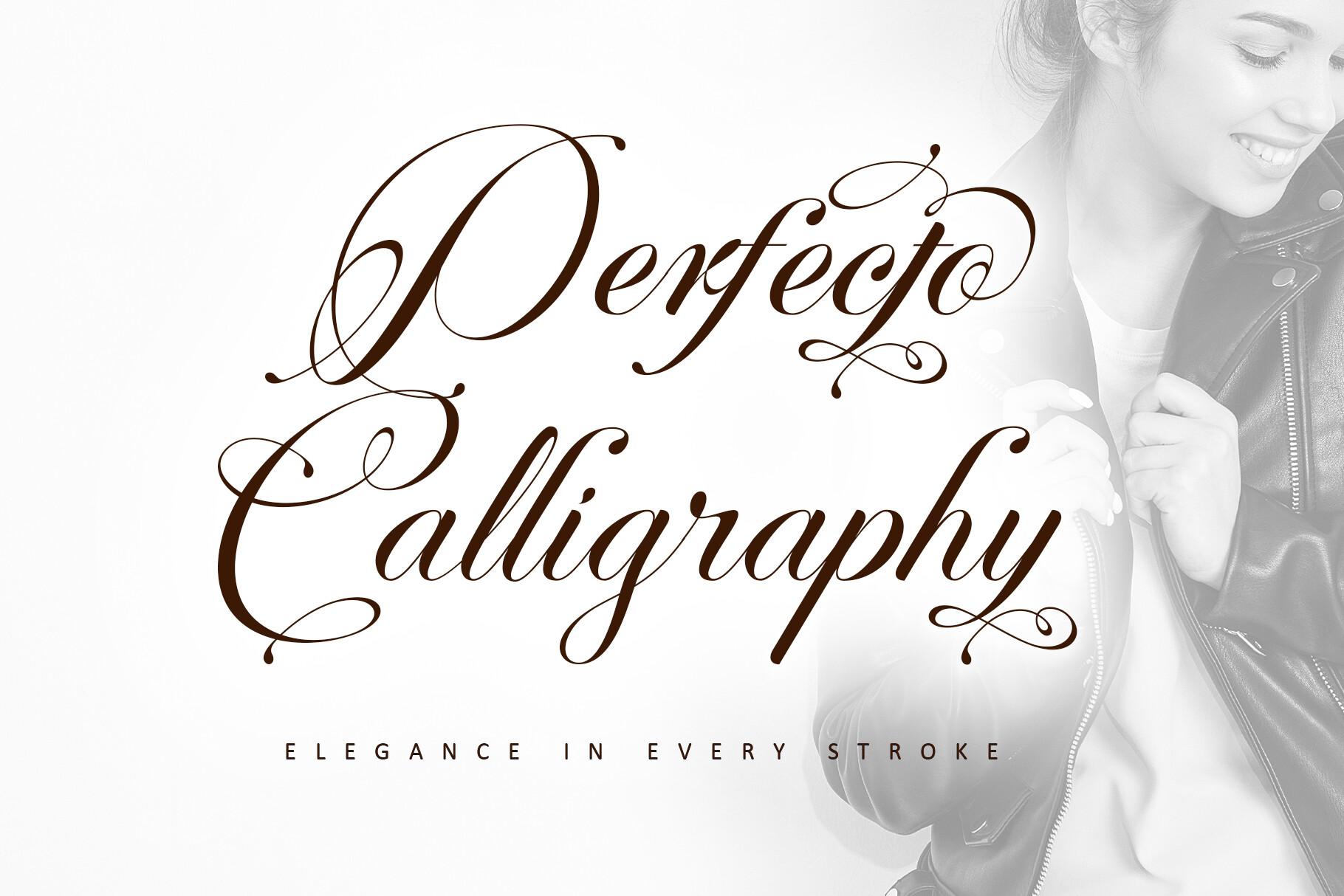 Perfecto Calligraphy Font by thomasaradea, tattoo font for women preview
