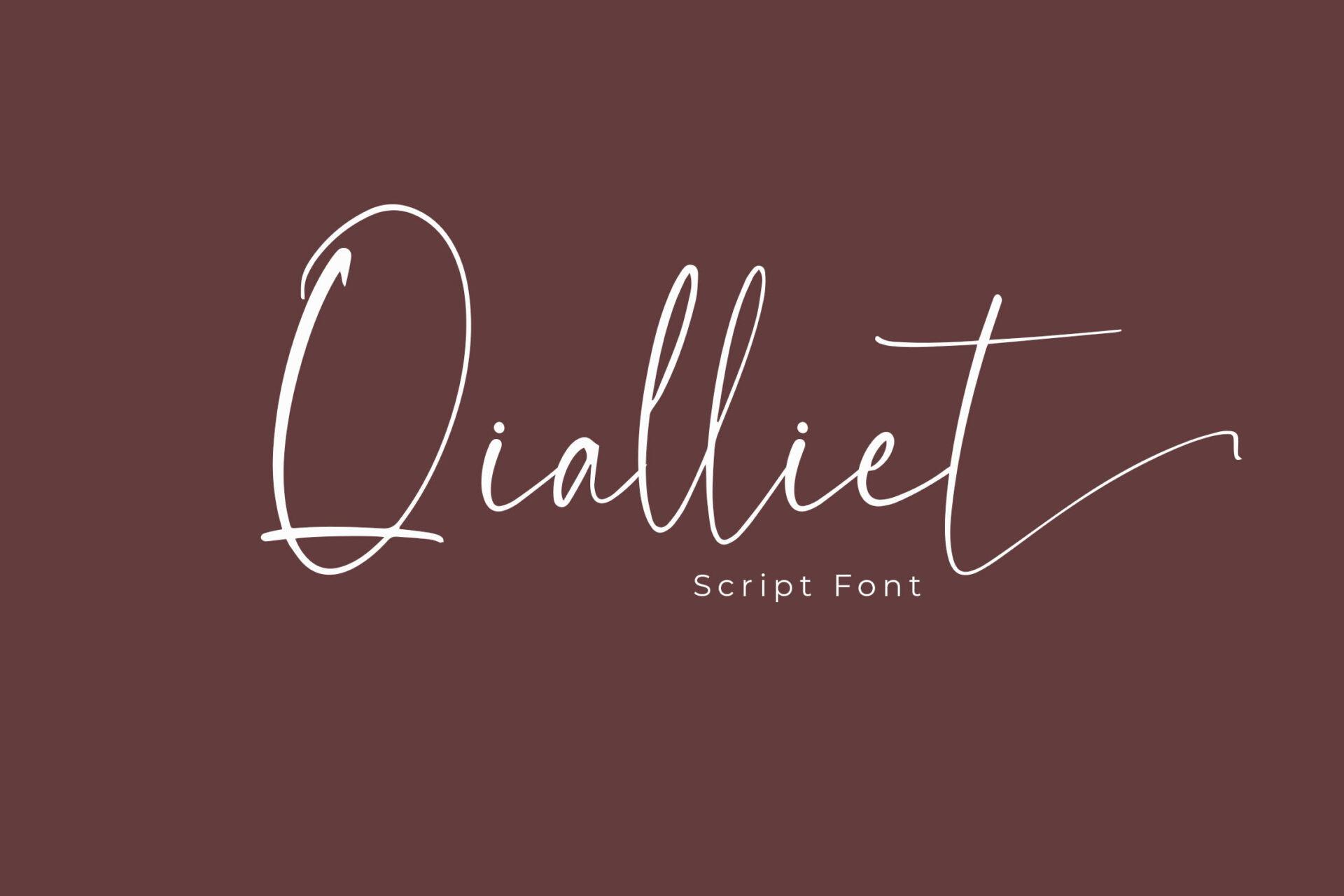 Qialliet Font by dwikrisdiantoro9, dry pen signature script with long exit stroke font preview