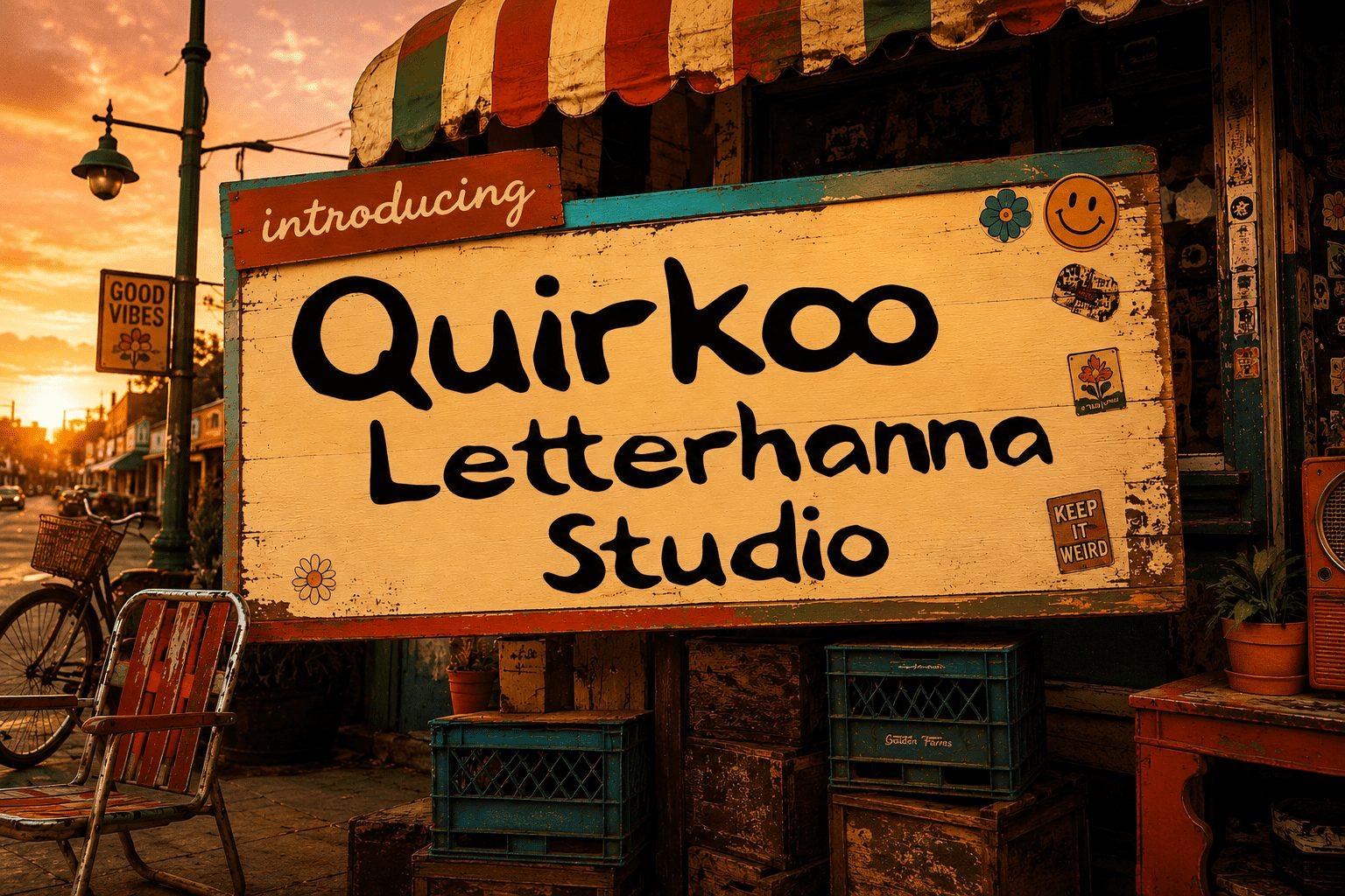 Quirkoo Font by letterhanna, preview of the typeface