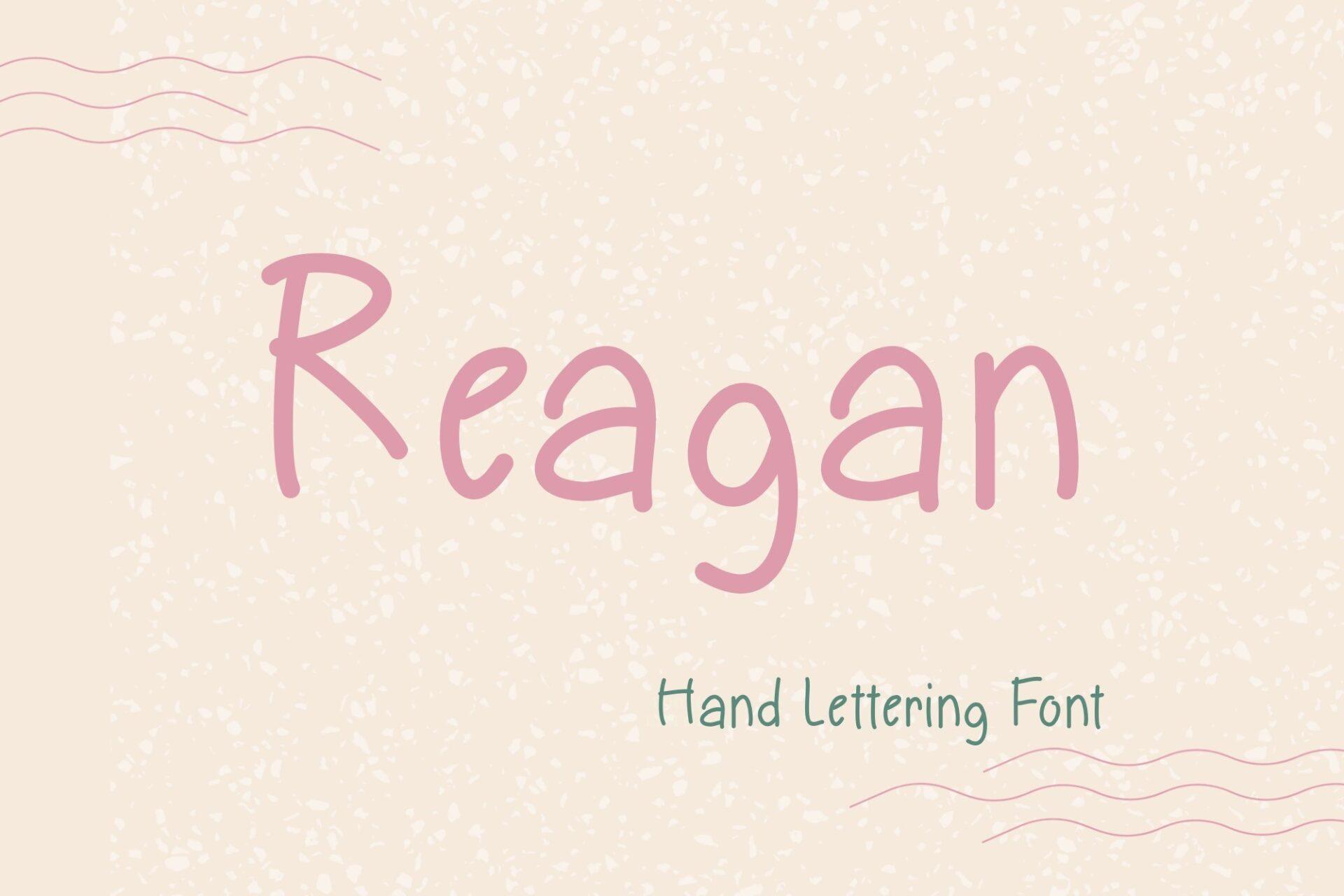 Reagan Font by mangpor2004, thin pink monoline handwriting on a cream background