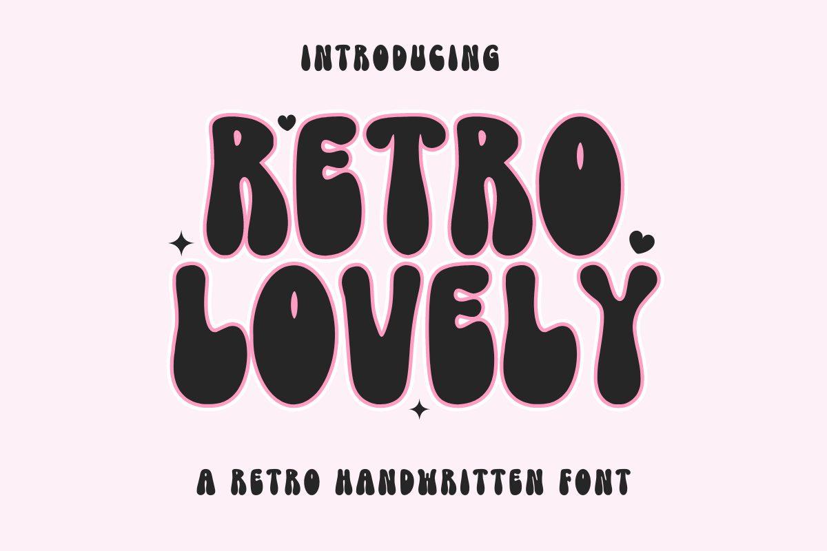 Retro Lovely Font by Sakti Avellin, heavy condensed seventies capitals in black