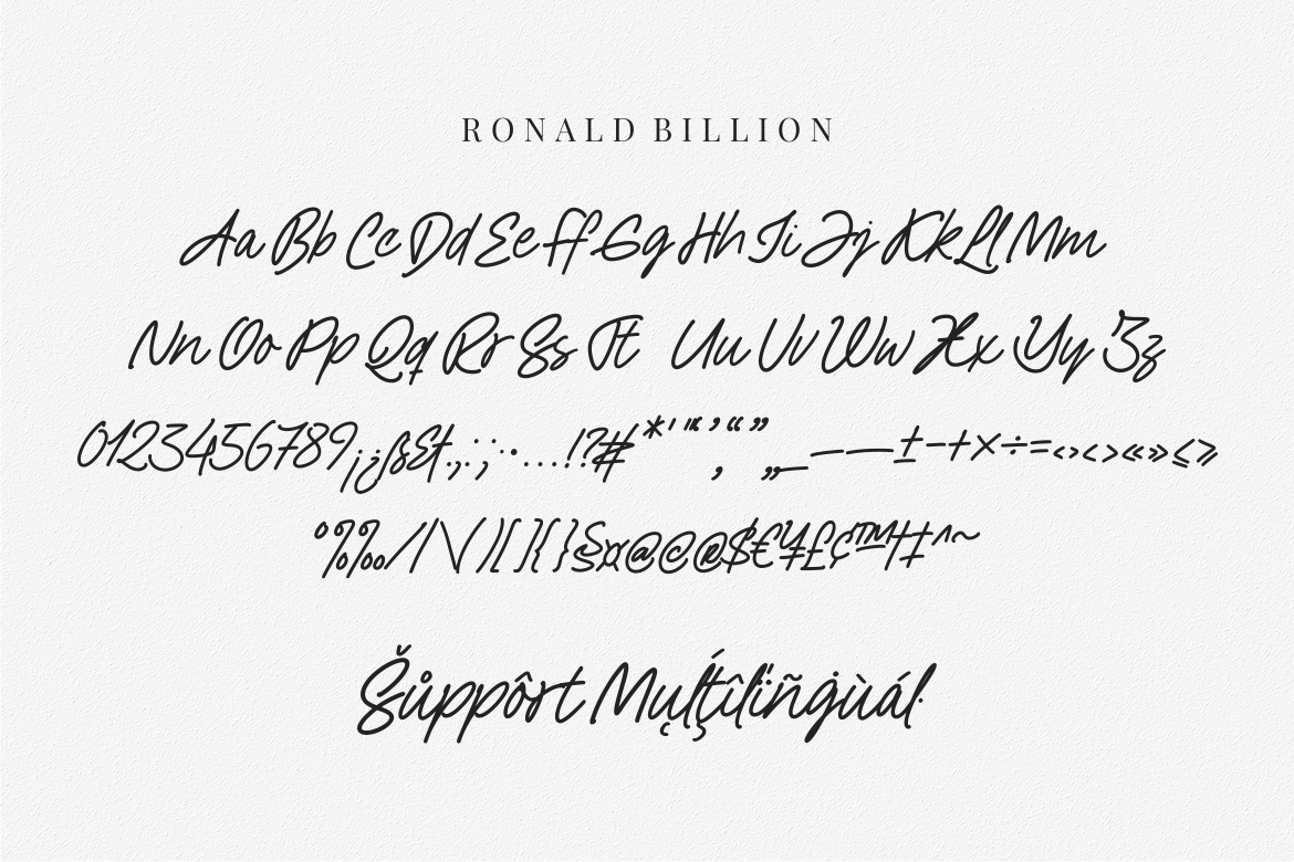 Ronald Billion Font by a piece of cake, full tattoo font alphabet with uppercase and lowercase letters