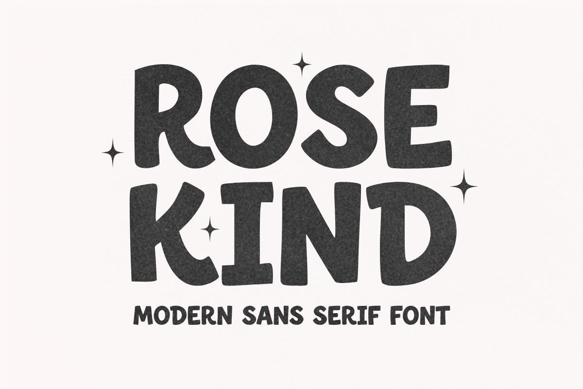 Rose Kind Font by Minimalist Eyes, bold playful capitals with sparkles on cream
