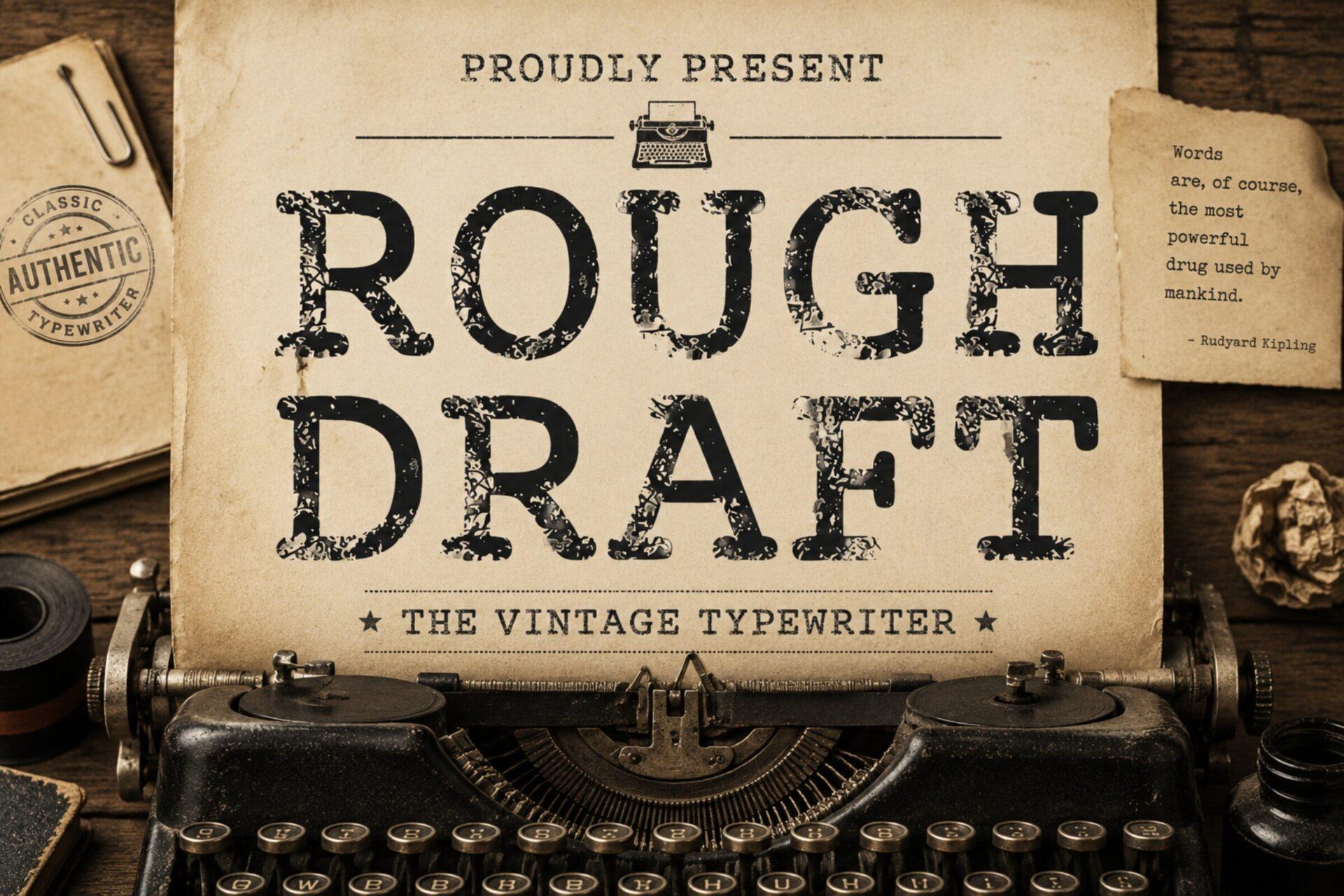 Rough Draft Font by Dreamspace.studio, typewriter font preview